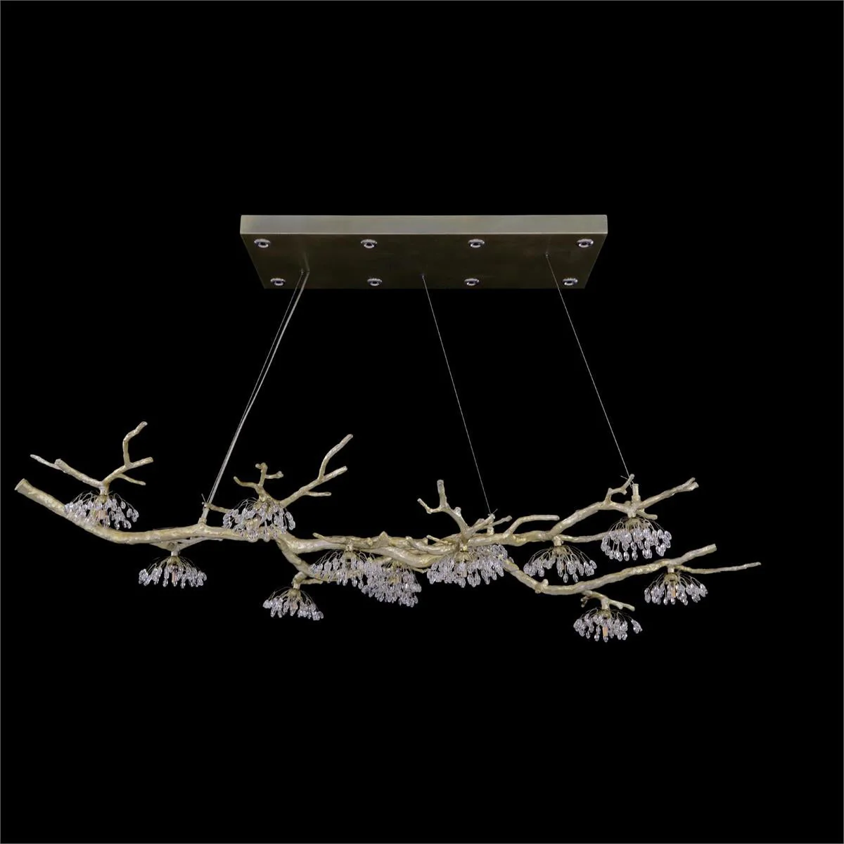John Richard Hanasaku Crystal Bud Branch Fourteen-Light Oblong Chandelier - Image 2