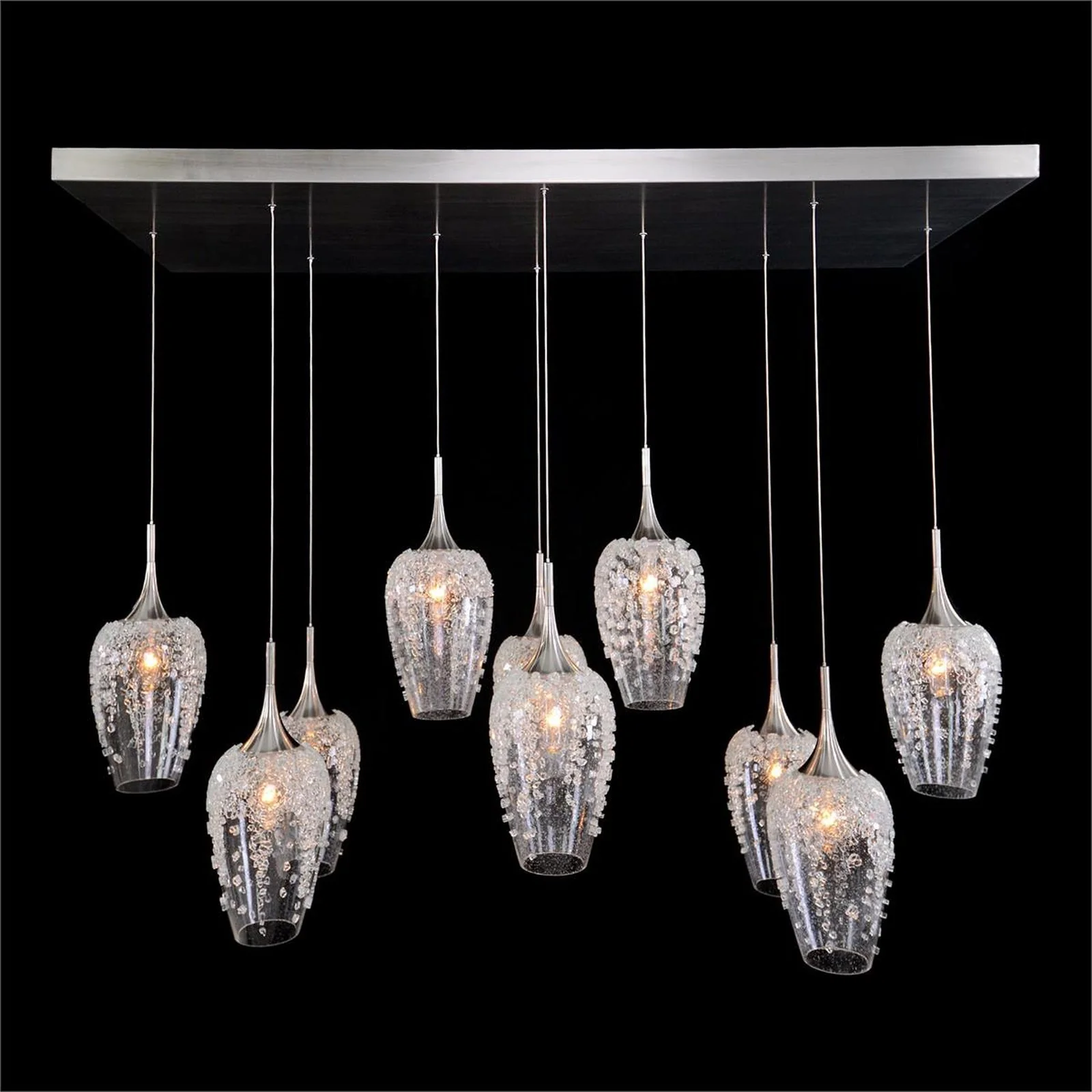John Richard Aureo Ten-Light Horizontal Glass Pendant Chandelier - Image 1