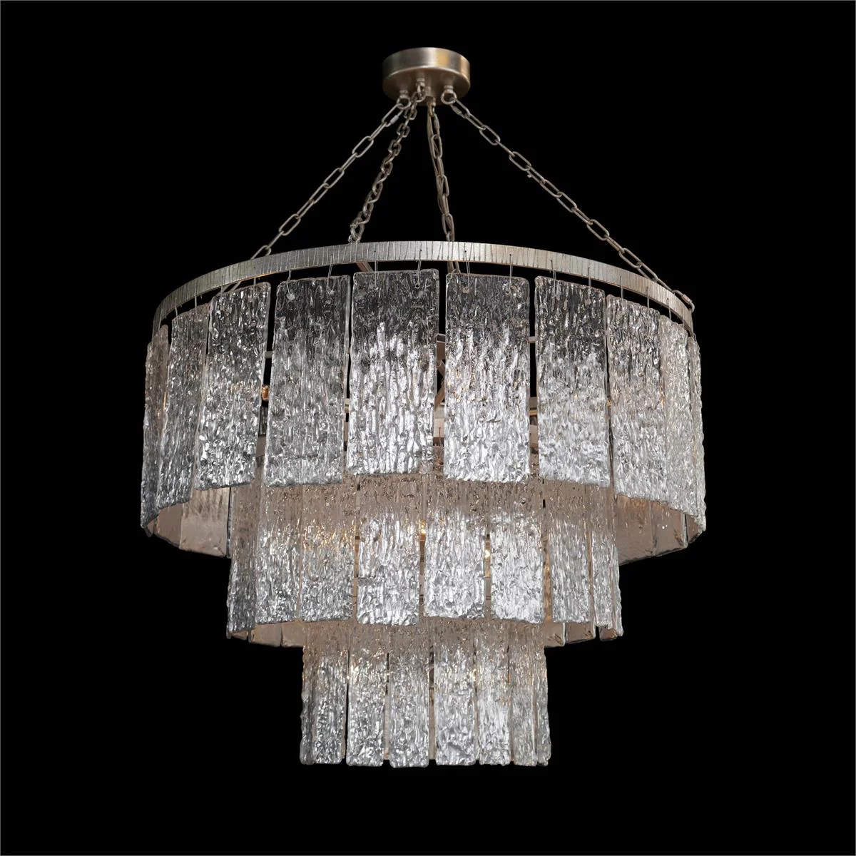 John Richard Twilight Sixteen-Light Slumped Glass Chandelier, Silver - Image 1