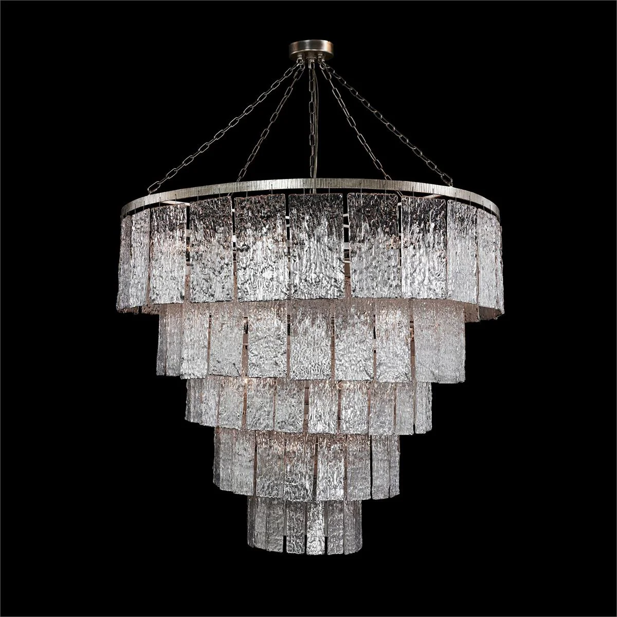 John Richard Twilight Twenty-Four-Light Slumped Glass Chandelier, Silver - Image 1