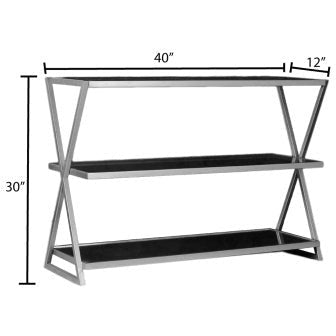 Surya Aliya Modern Glass Top Shelves With Gold Metal Base Console Table ALI-002 - Image 3