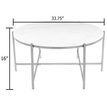 Surya Anaya Modern White Marble Top With Gold Metal Base Coffee Table ANA-005 - Image 3