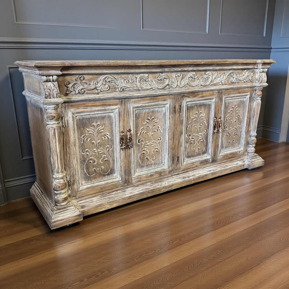 Casa Bonita Peruvian Hand-Painted Carved Wood Arroyo Buffet - Image 2