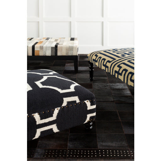 Surya Fallon Modern Light Beige & Black Hand Woven Wool Ottoman FL-1003 - Image 3
