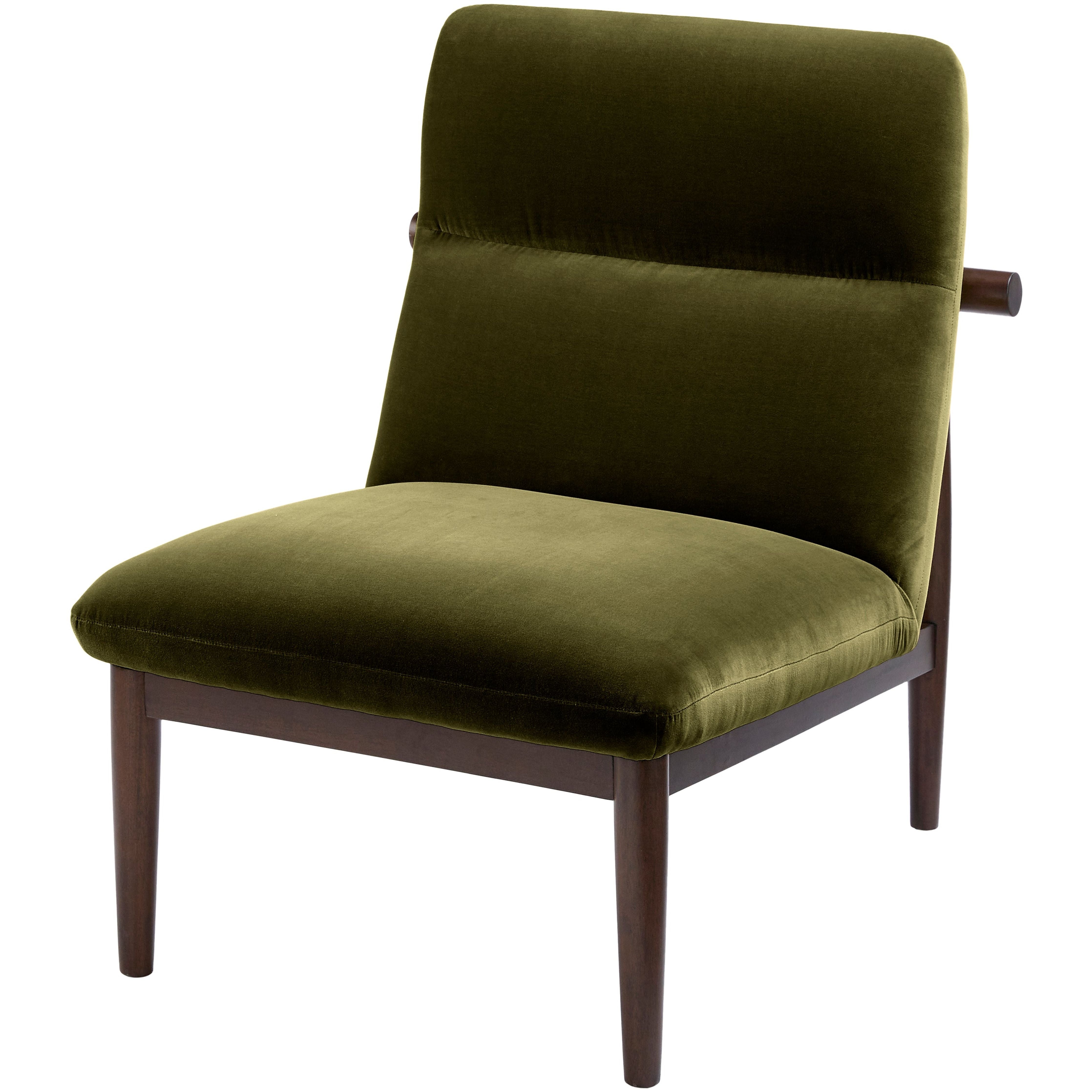 Surya Marsick Modern Olive Green Armless Accent Chair With Wood Legs - Image 1