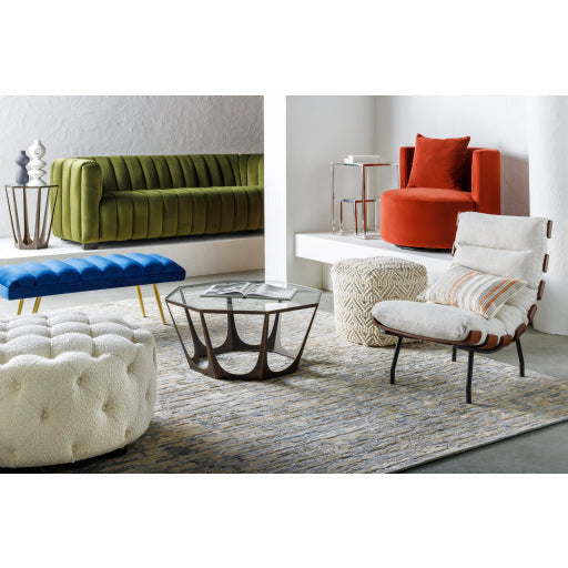 Surya Round Tufted Ottoman | Ferrand Modern Cream Boucle FRD-002 - Image 3