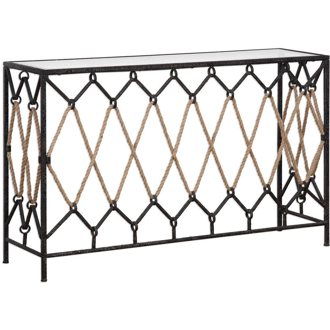Uttermost Darya Wrapoed Rope With Aged Black Iron Console - Image 1