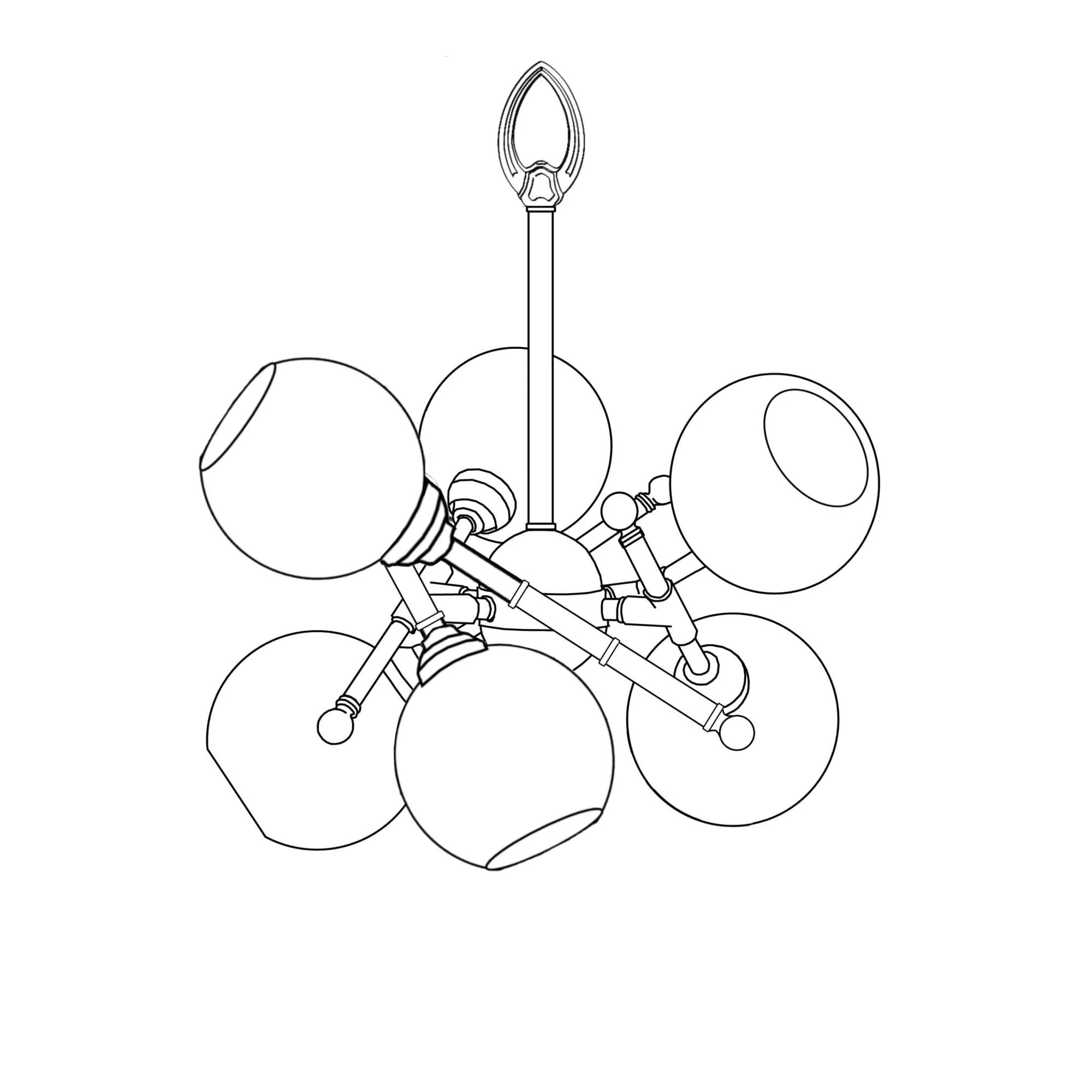 American Brass And Crystal Alabaster Globes 6 Light Mini Chandelier Cp474054 - Image 1