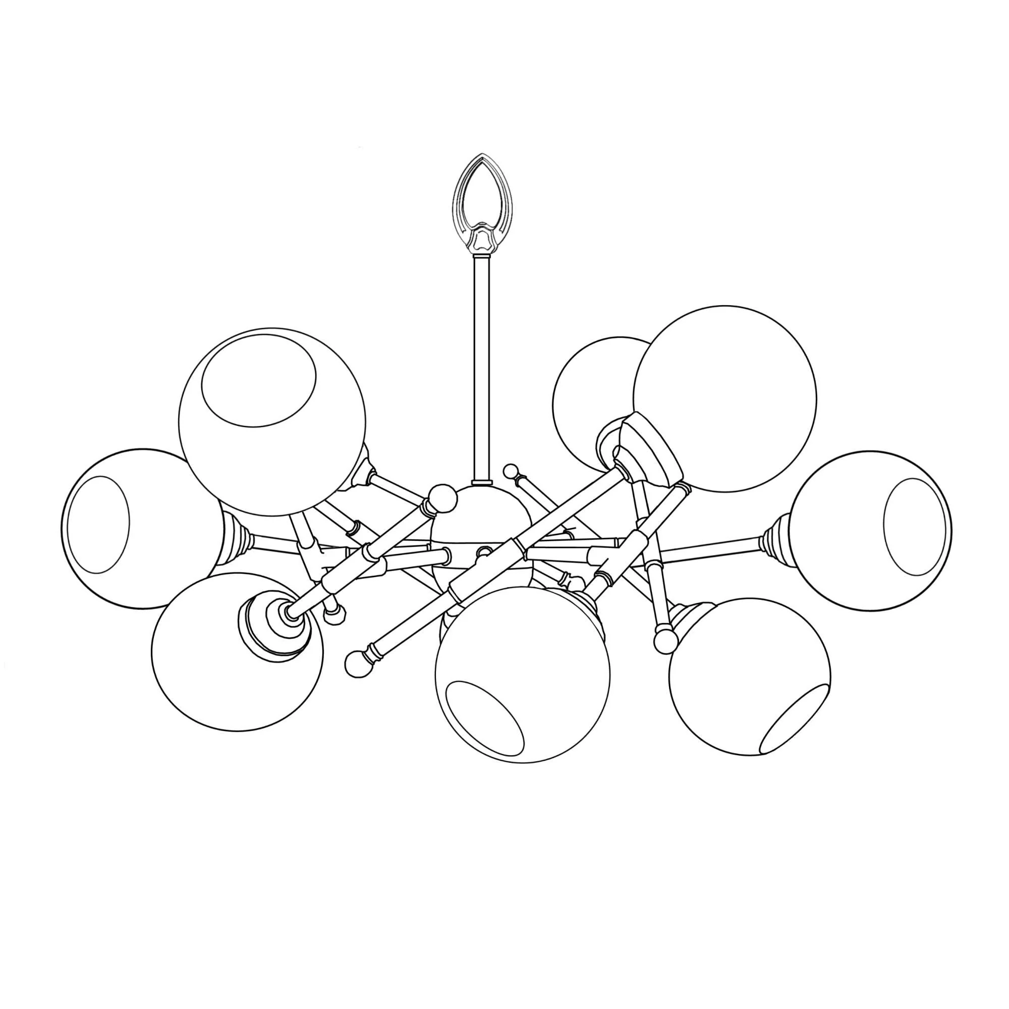 American Brass And Crystal Alabaster Globes 10 Light Chandelier Cp474056 - Image 1