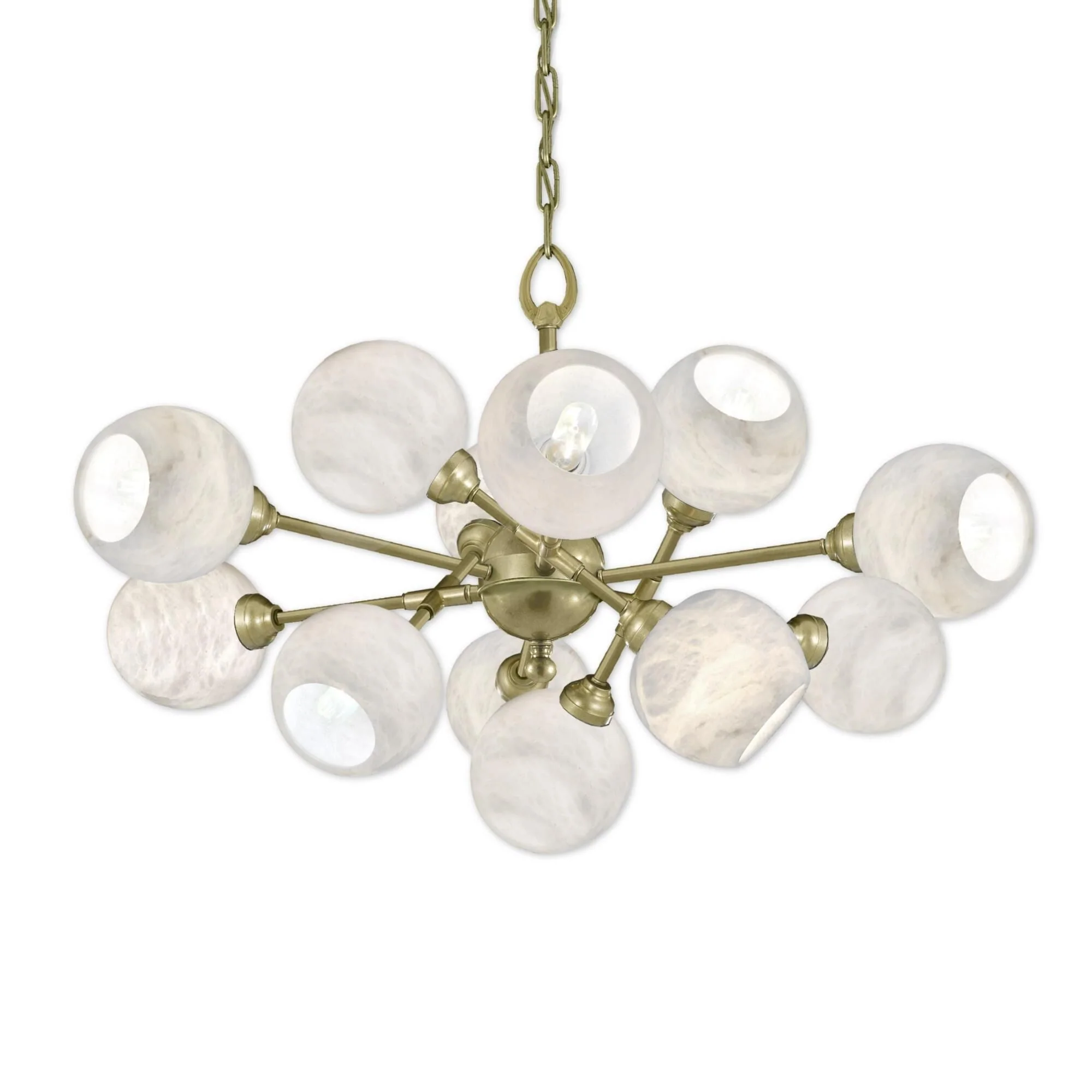 American Brass And Crystal Alabaster Globes 12 Light Chandelier Cp474057 - Image 1