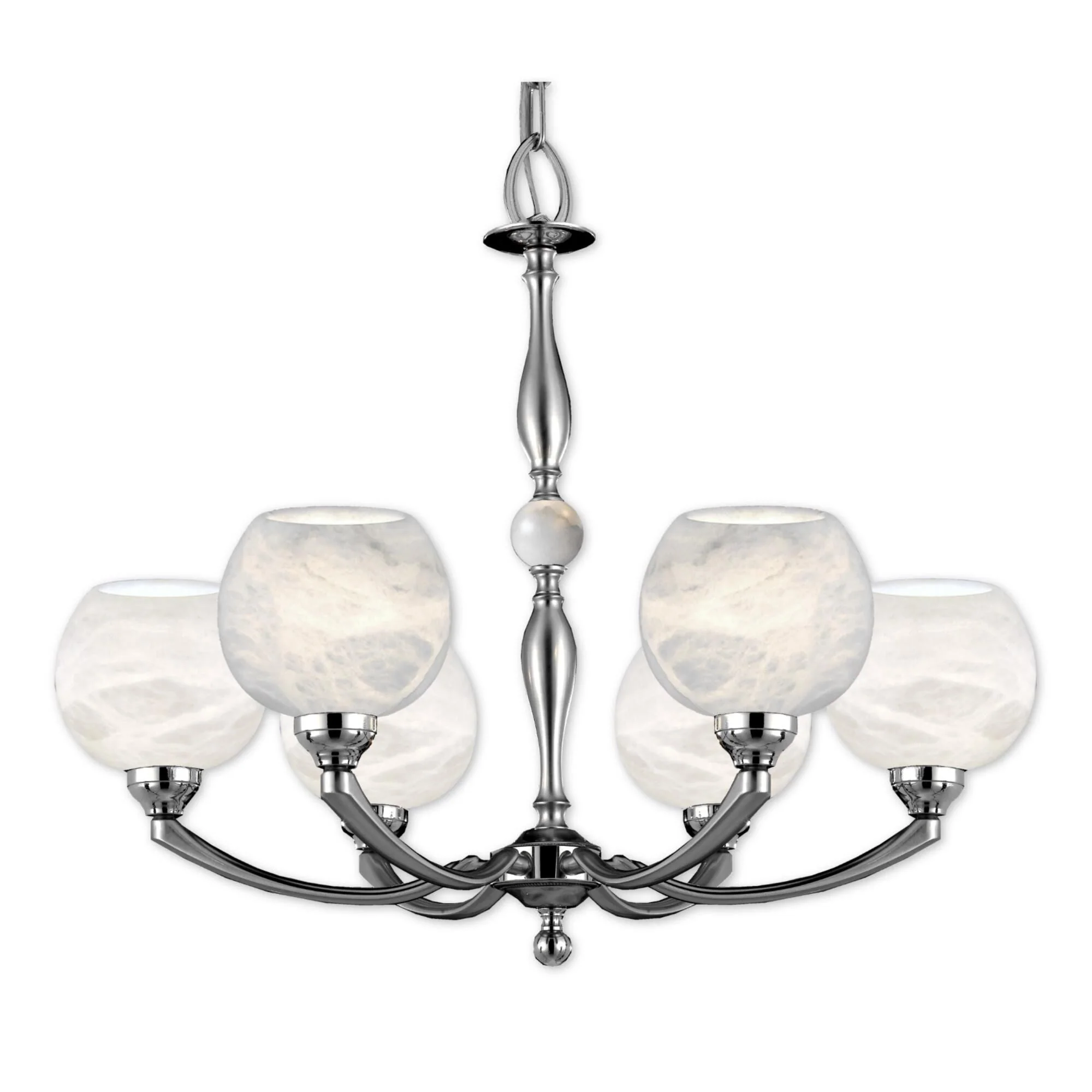 American Brass And Crystal Alabaster Globes 6 Light Chandelier Cp474064 - Image 2