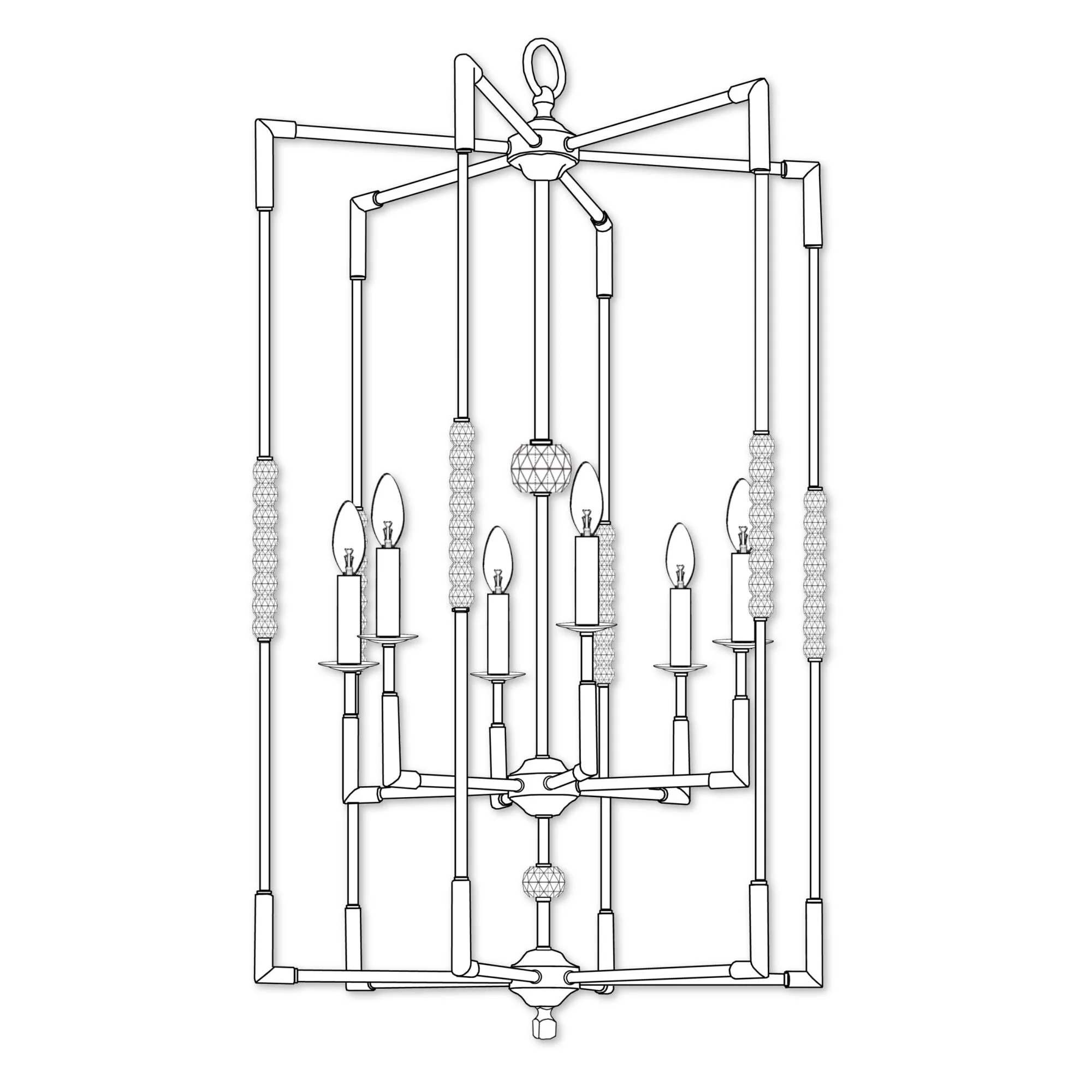 American Brass And Crystal Magro 6 Light Chandelier Cp232342 - Image 1