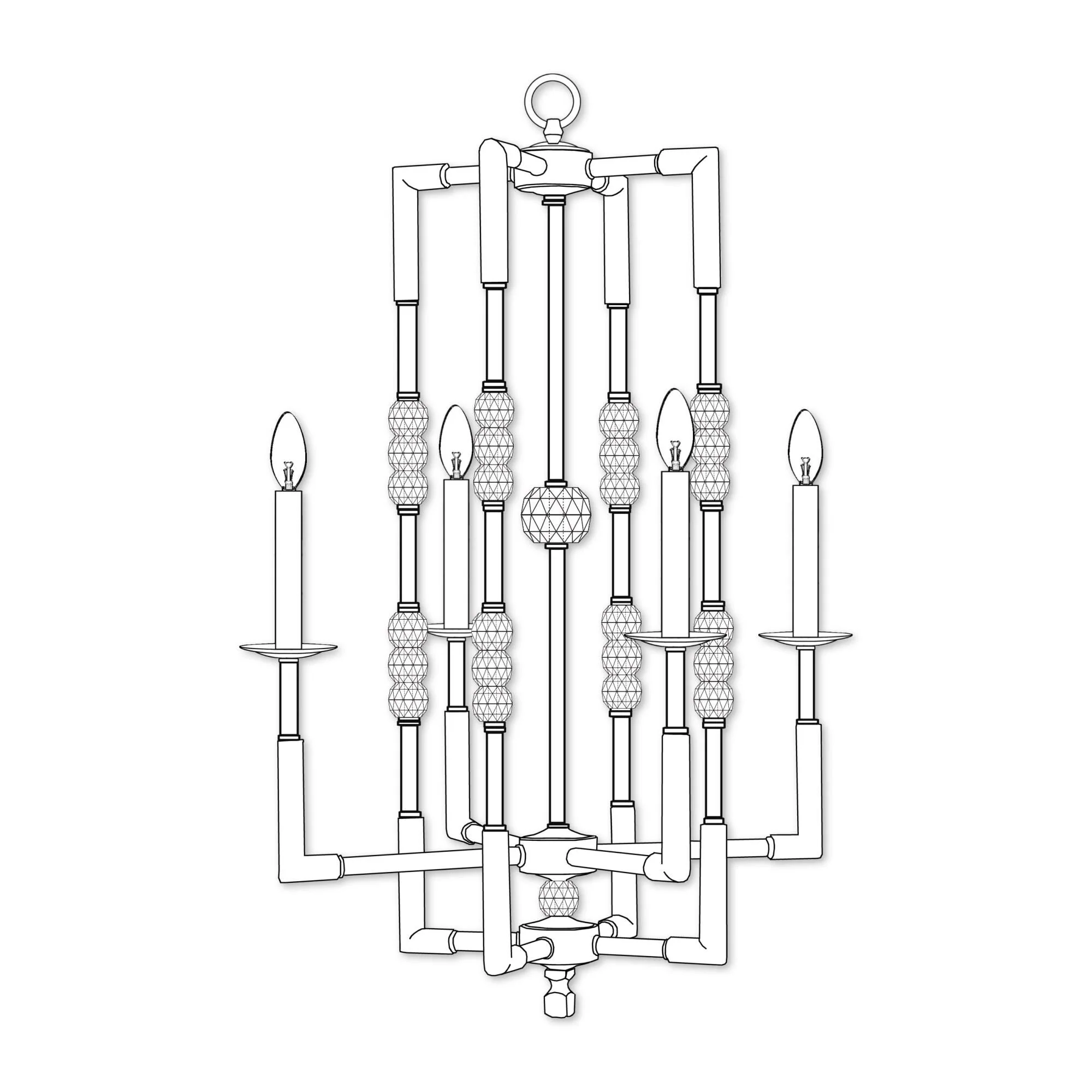 American Brass And Crystal Magro 4 Light Mini Chandelier Cp382916 - Image 3