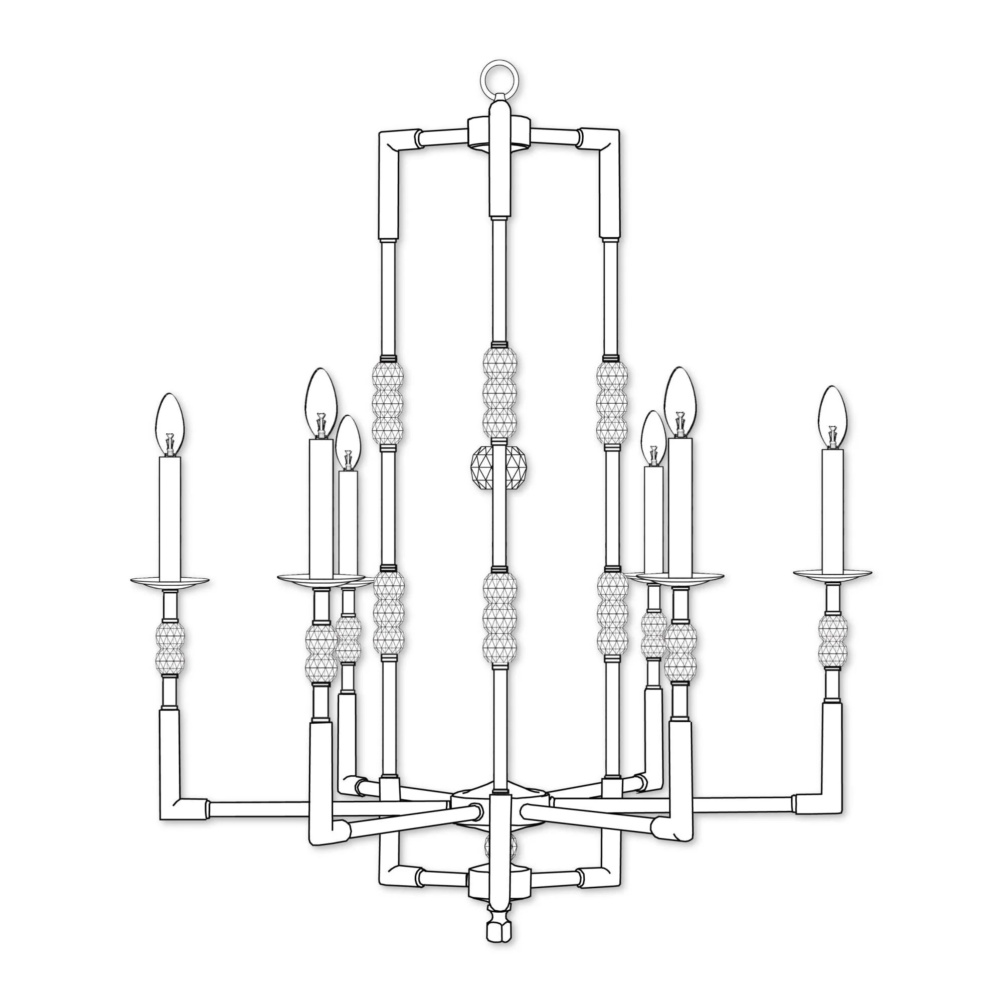 American Brass And Crystal Magro 6 Light Chandelier Cp382917 - Image 3