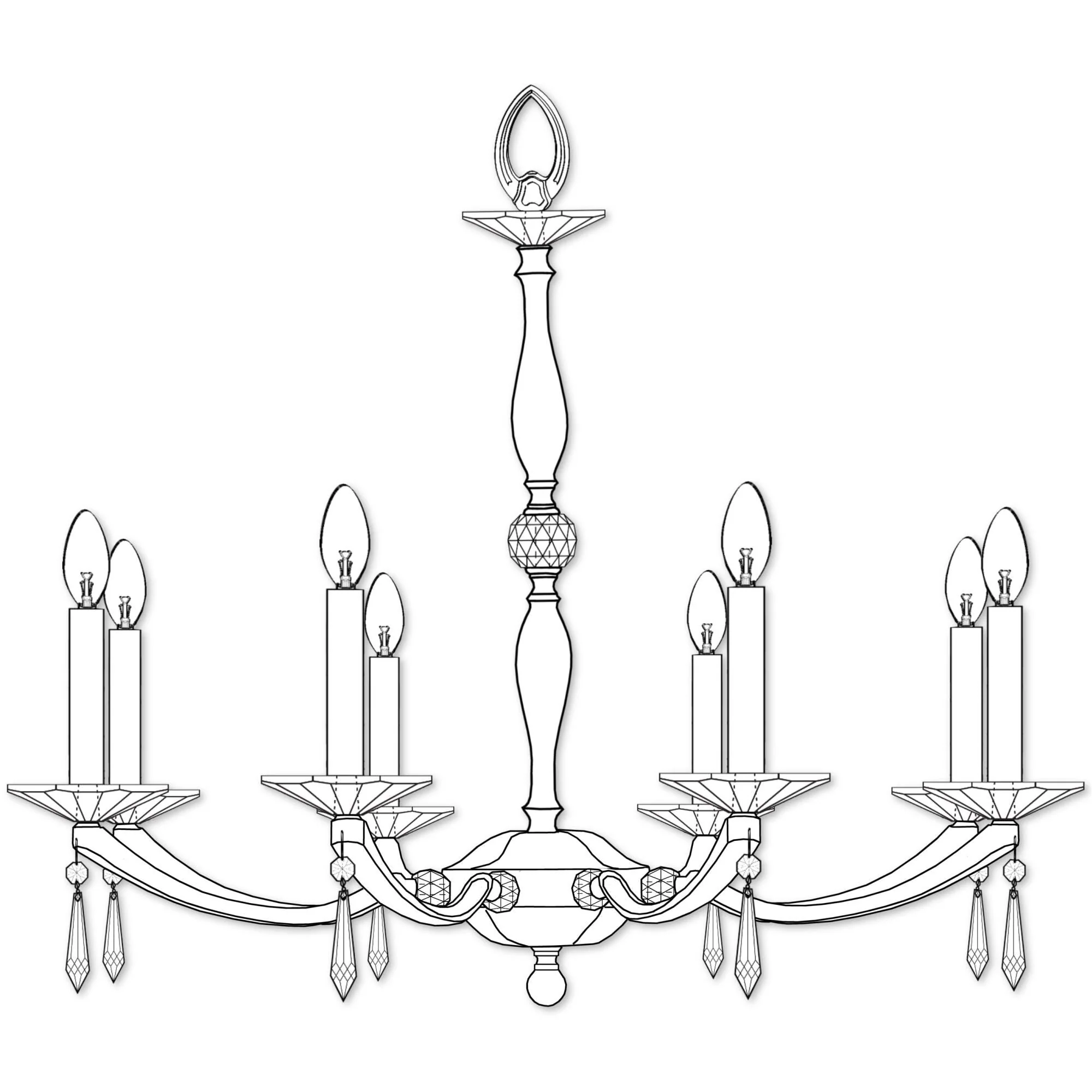 American Brass And Crystal Kensington 29 Inch 8 Light Chandelier Cp130921 - Image 3