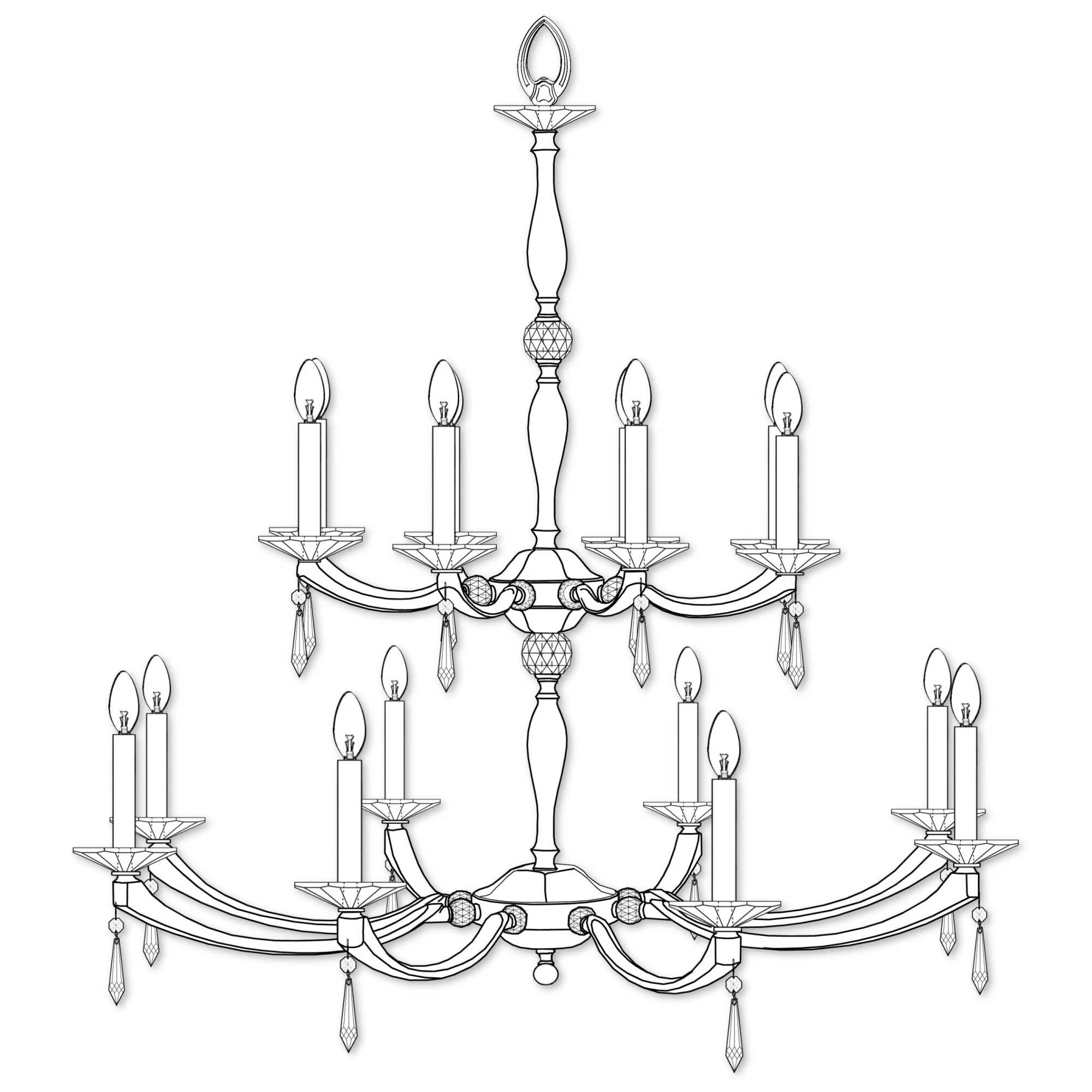 American Brass And Crystal American Brass And Crystal Kensington 16 Light Chandelier Cp477418 - Image 3