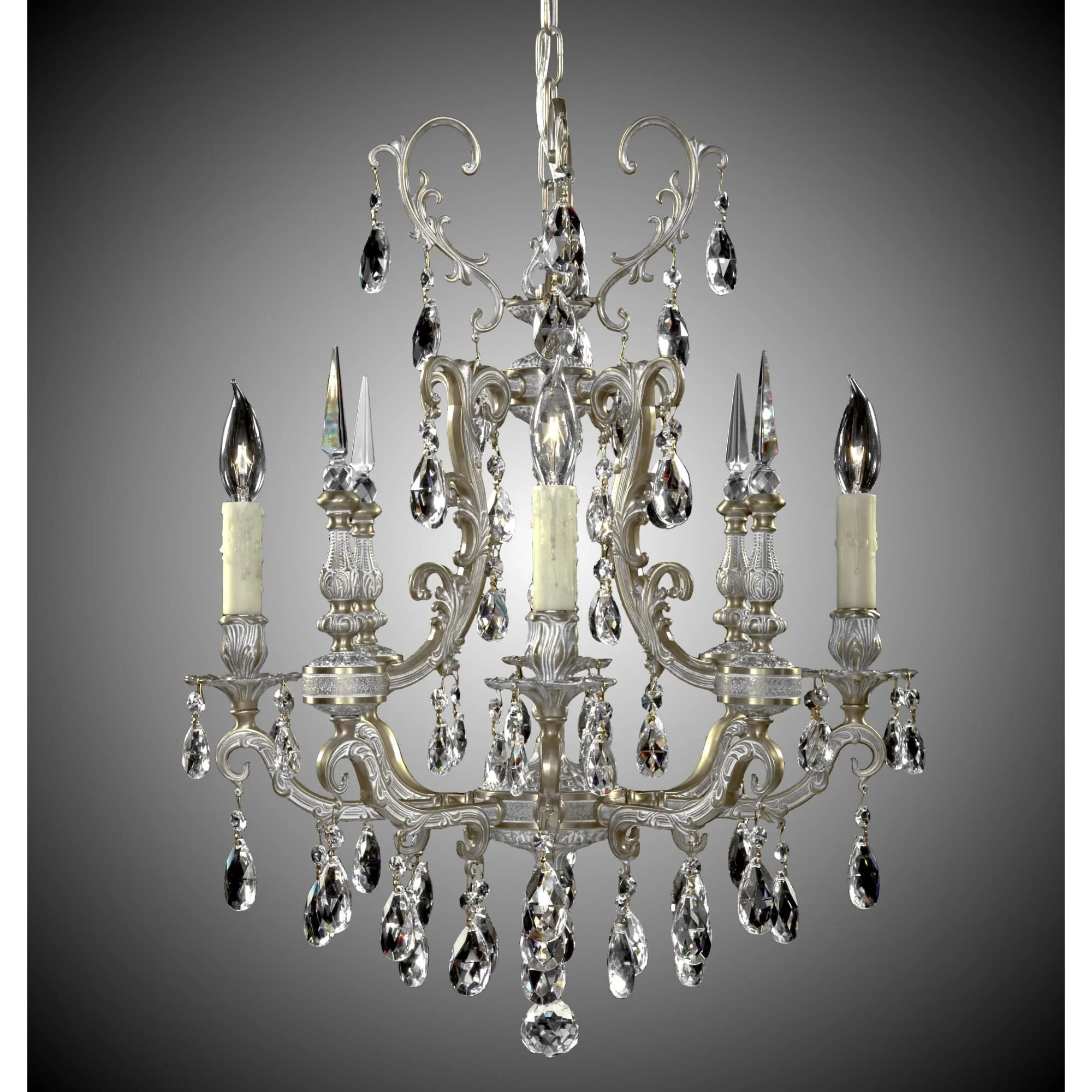 American Brass And Crystal Parisian 4 Light Mini Chandelier Cp304651 - Image 2