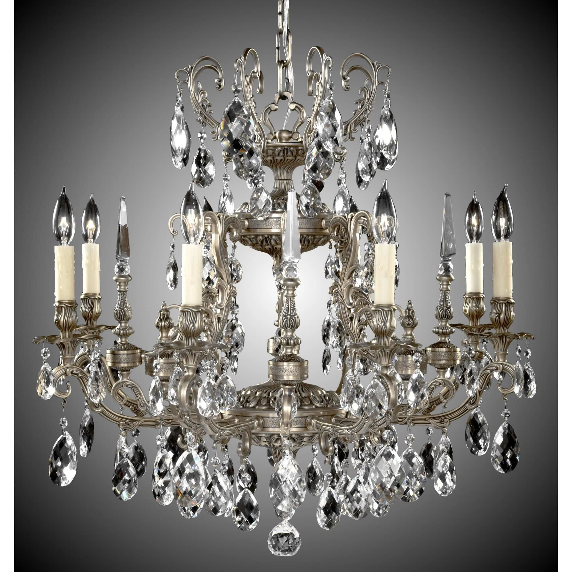 American Brass And Crystal Parisian 8 Light Chandelier Cp305431 - Image 2