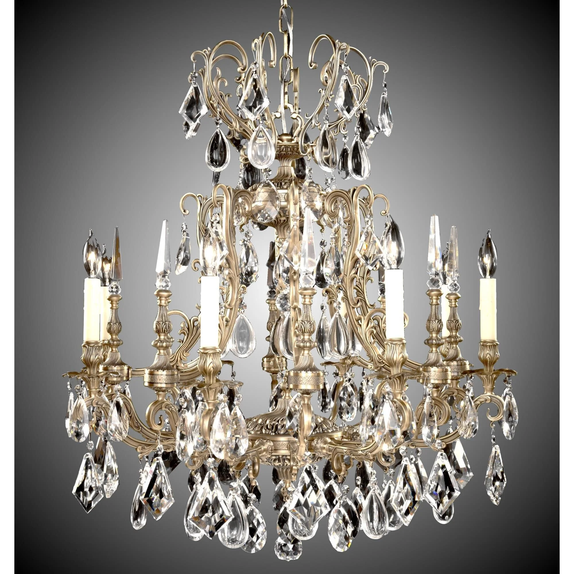 American Brass And Crystal Parisian 10 Light Chandelier Cp306158 - Image 2