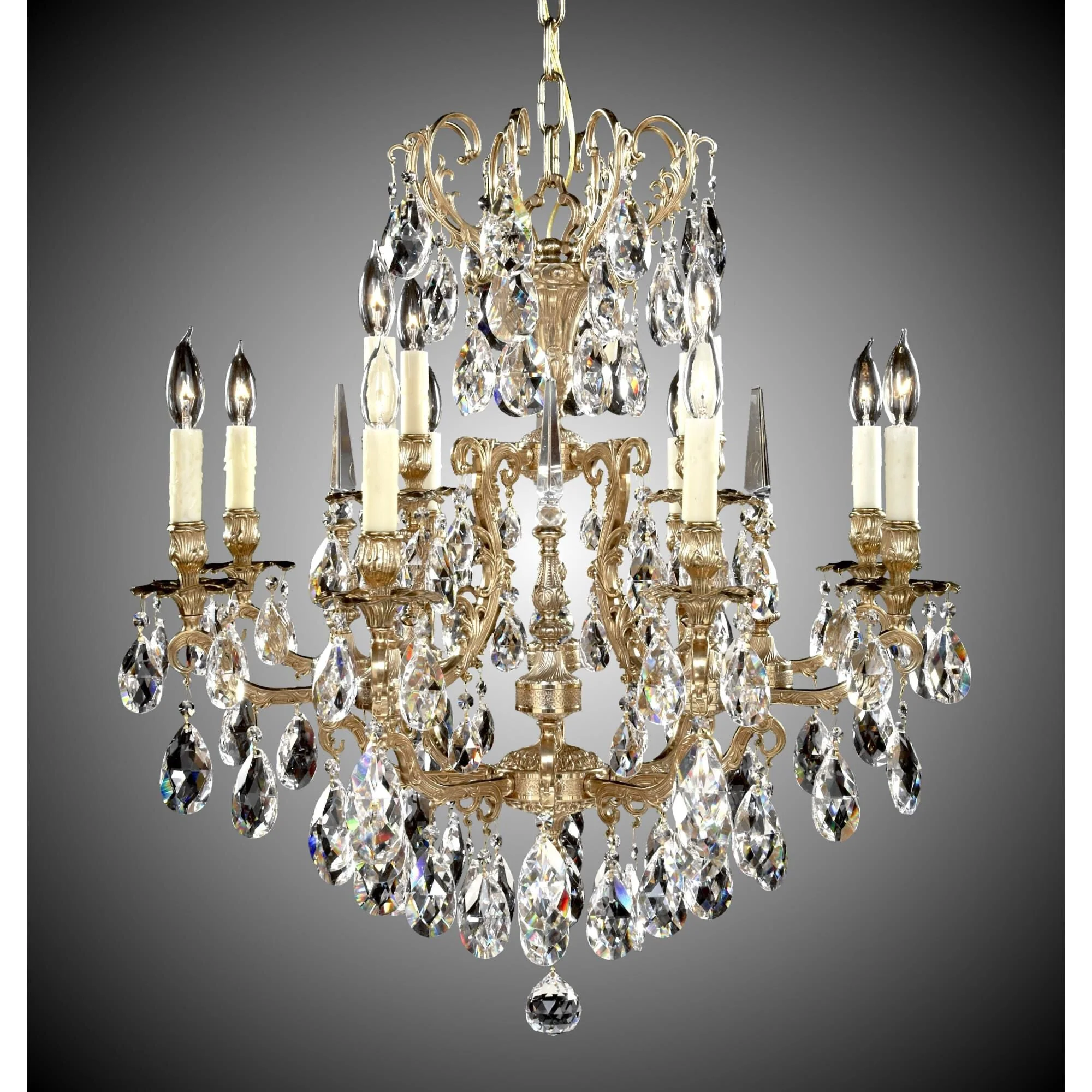 American Brass And Crystal Parisian 12 Light Chandelier Cp308968 - Image 1
