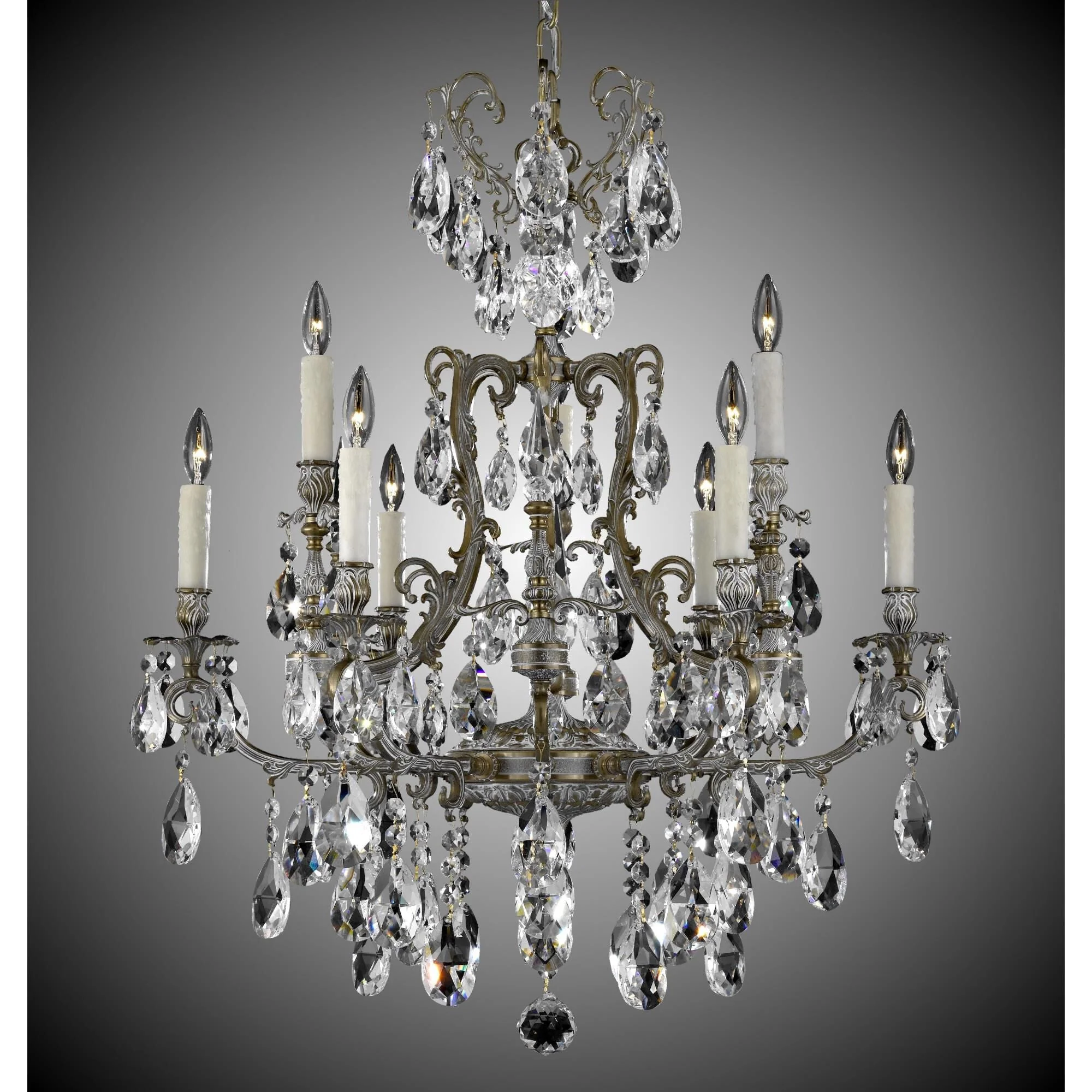 American Brass And Crystal Parisian 9 Light Chandelier Cp382922 - Image 1