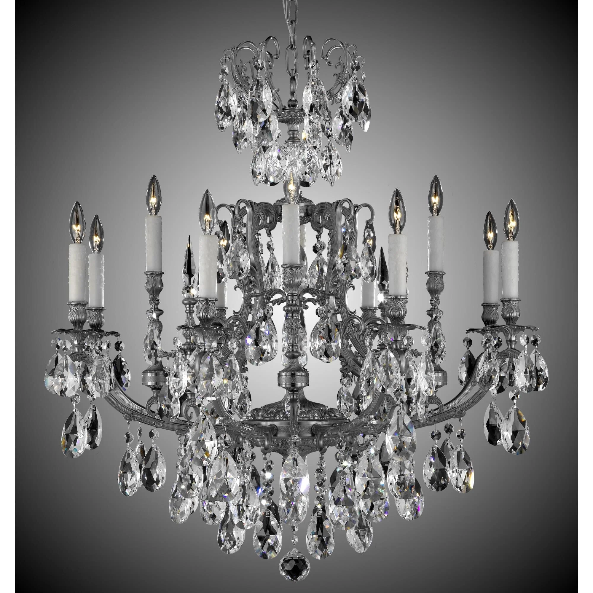 American Brass And Crystal Parisian 12 Light Chandelier Cp382923 - Image 1