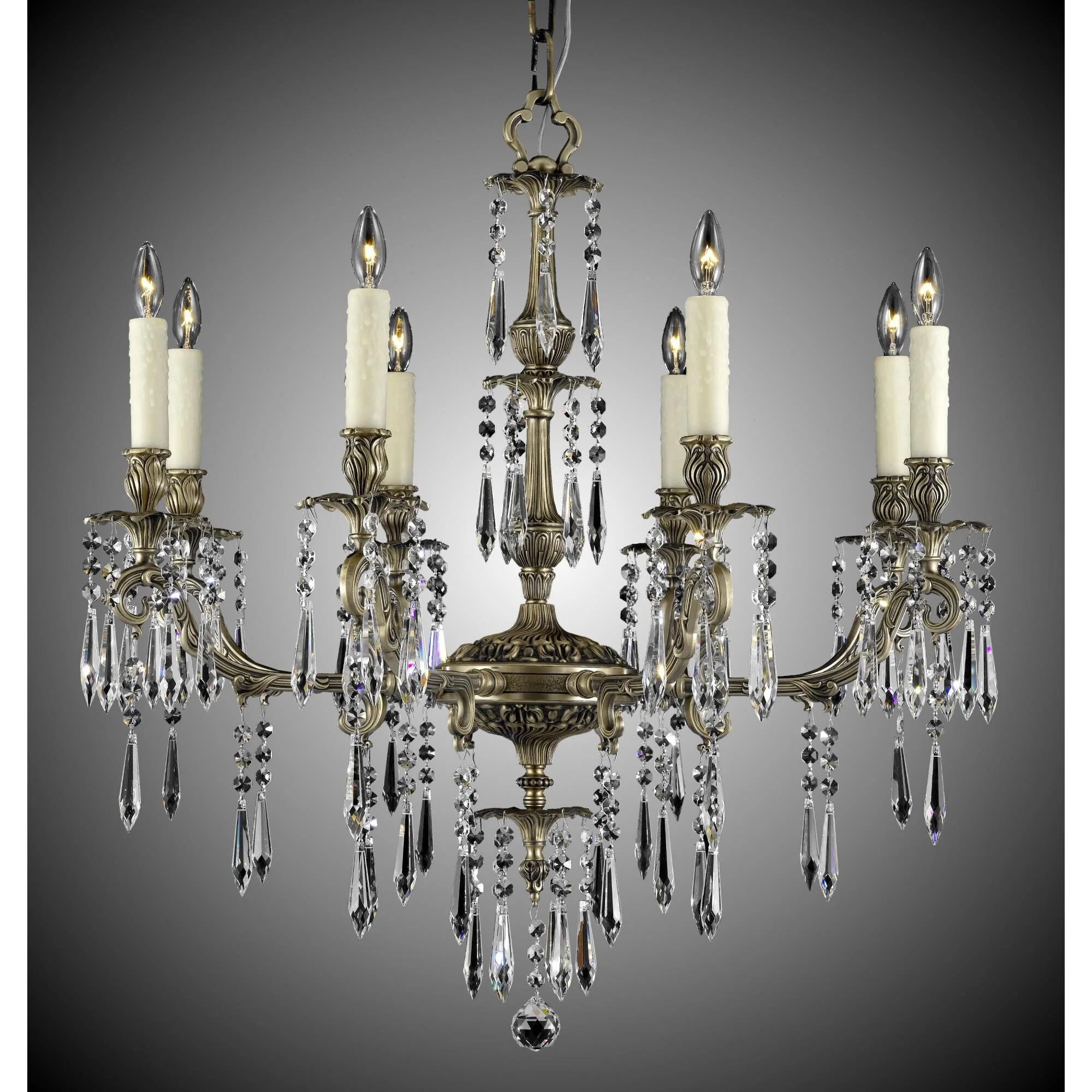 American Brass And Crystal Parisian 8 Light Chandelier Cp312542 - Image 1