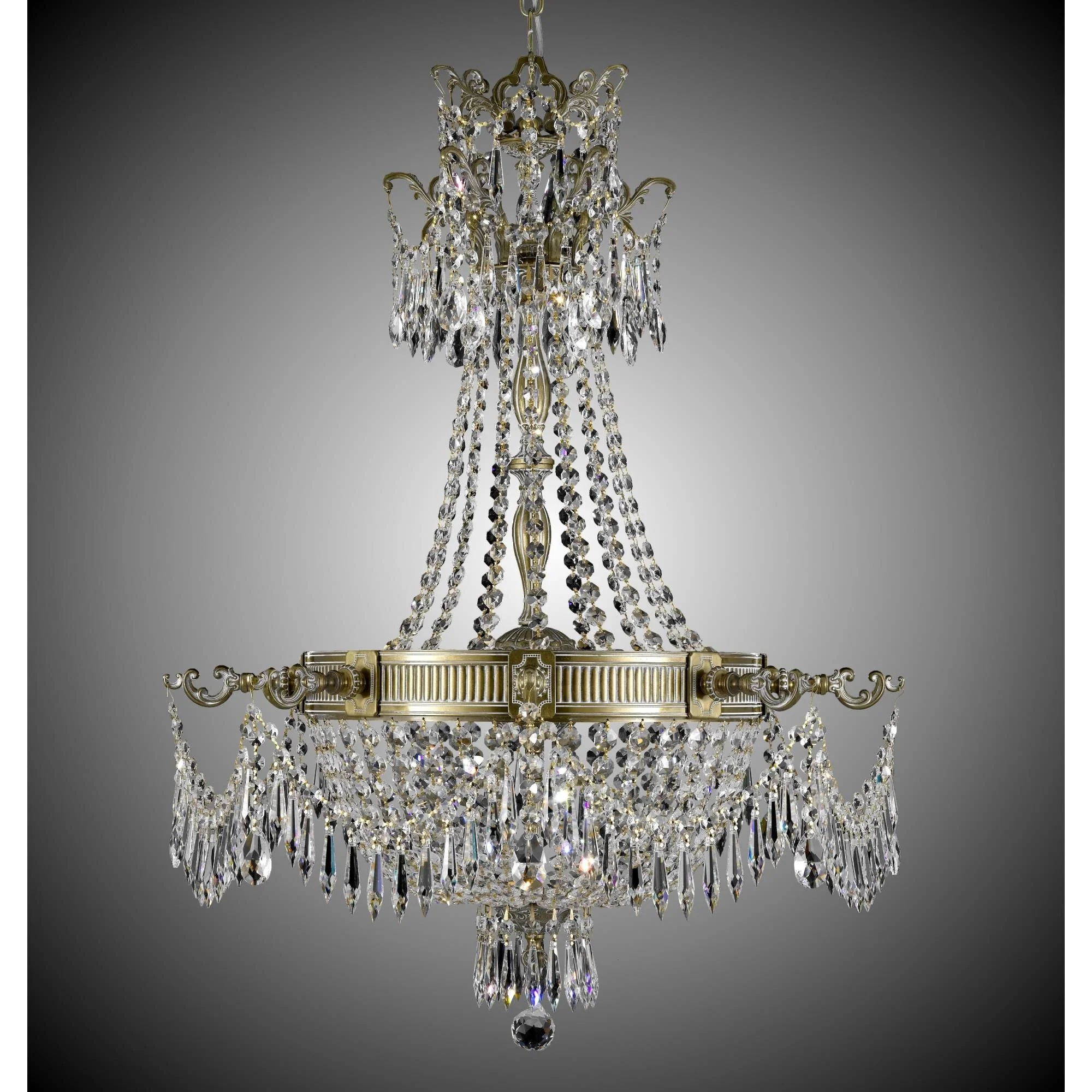 American Brass And Crystal Valencia 27 Inch 8 Light Chandelier Cp312935 - Image 2