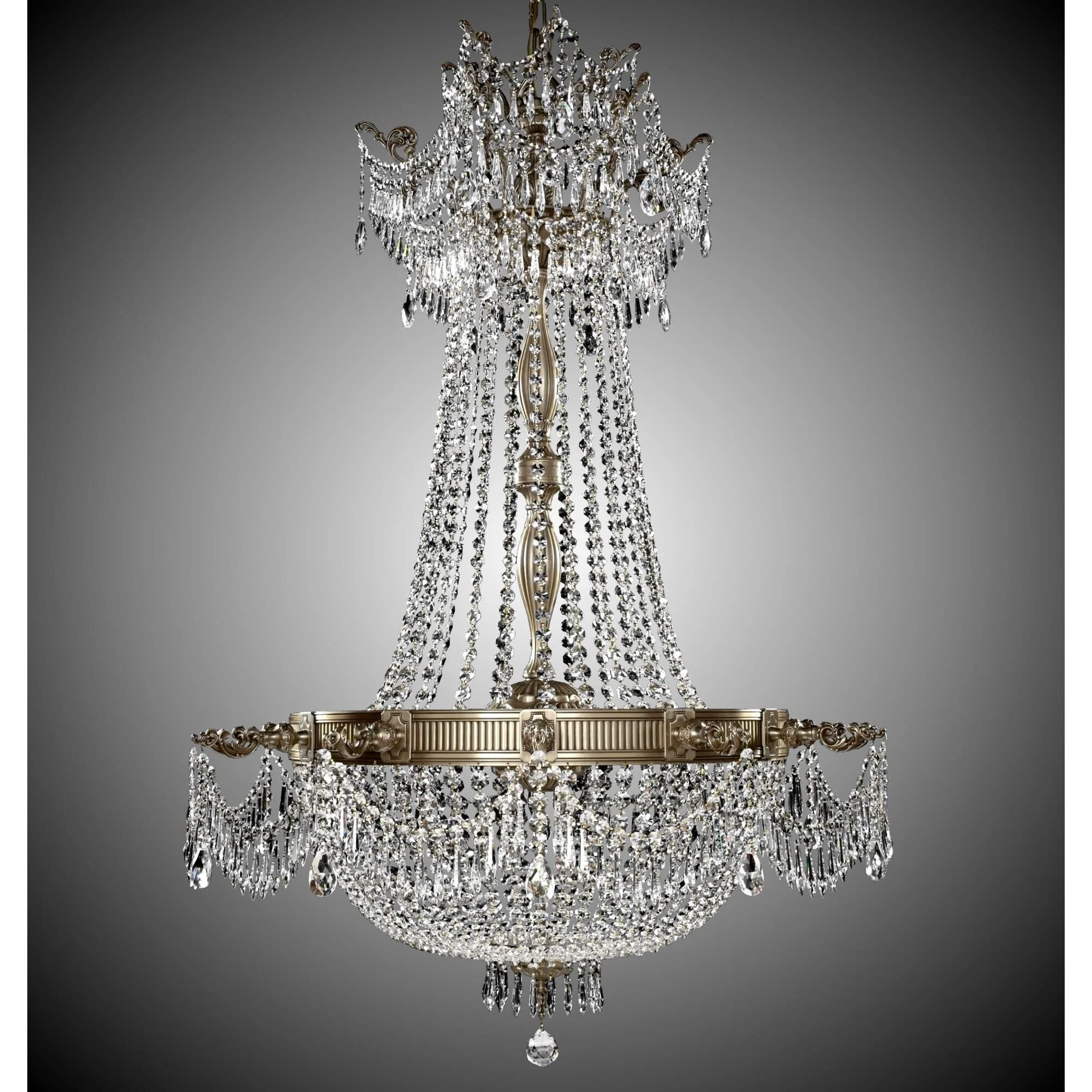 American Brass And Crystal Valencia 36 Inch 12 Light Chandelier Cp312990 - Image 1