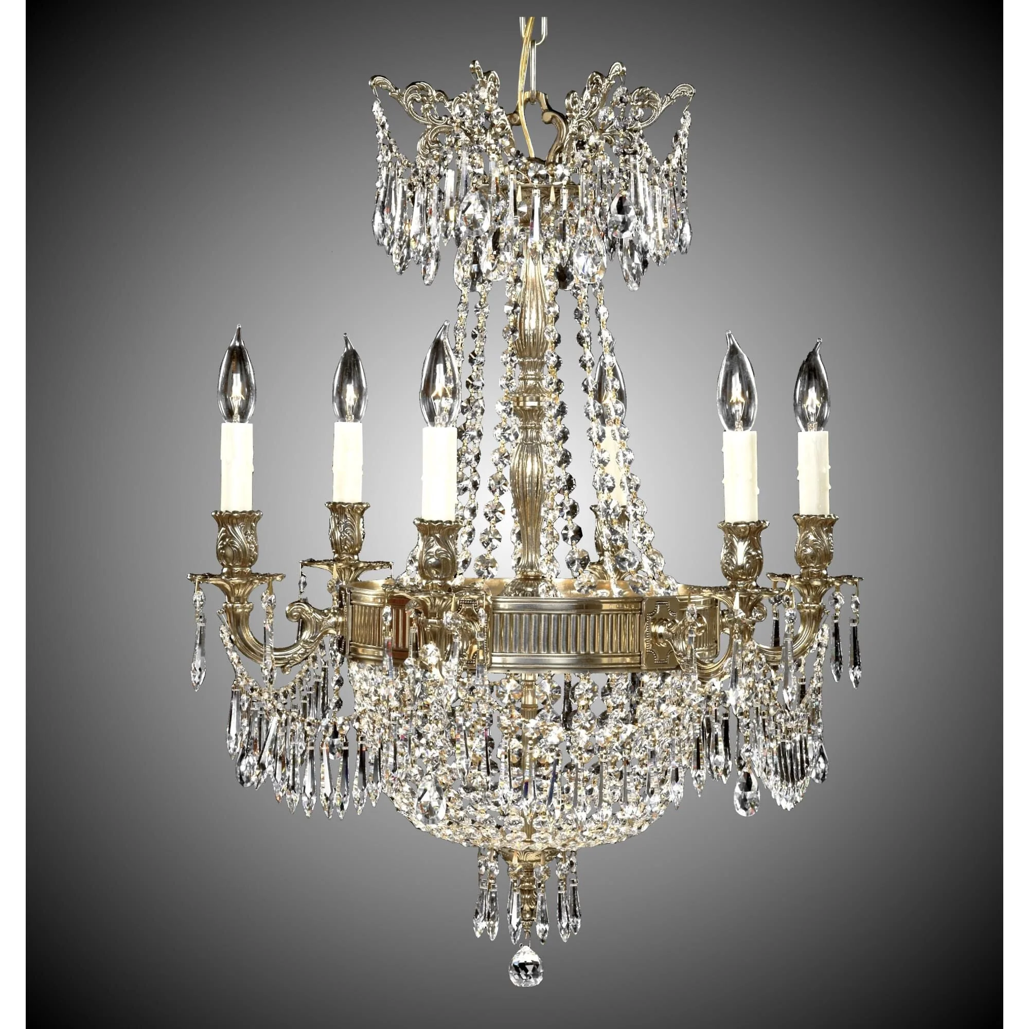 American Brass And Crystal Valencia 23 Inch 9 Light Chandelier Cp130661 - Image 1