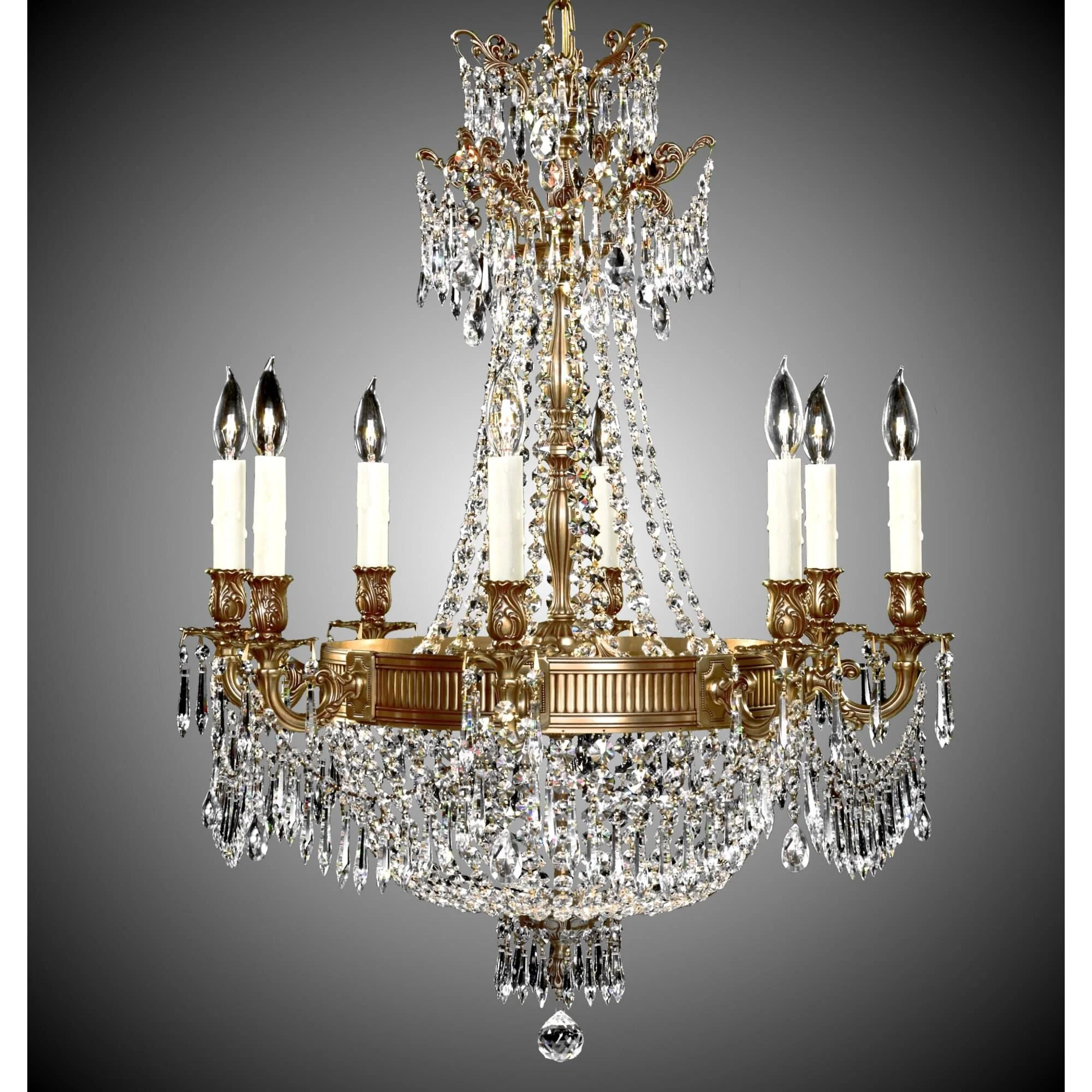 American Brass And Crystal Valencia 27 Inch 16 Light Chandelier Cp313075 - Image 1
