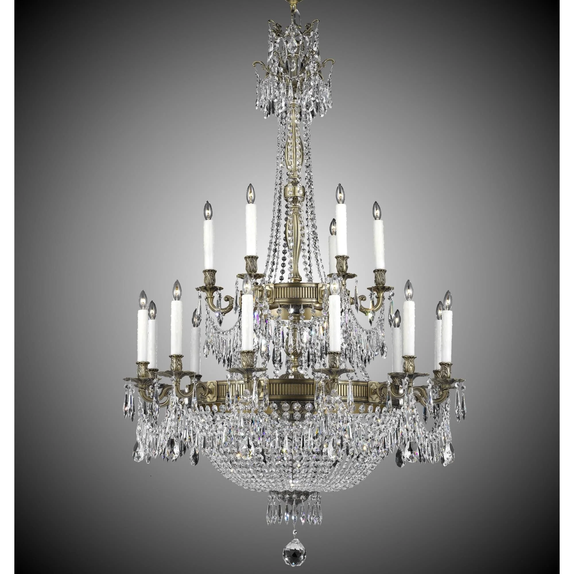 American Brass And Crystal Valencia 40 Inch 33 Light Chandelier Cp313409 - Image 1