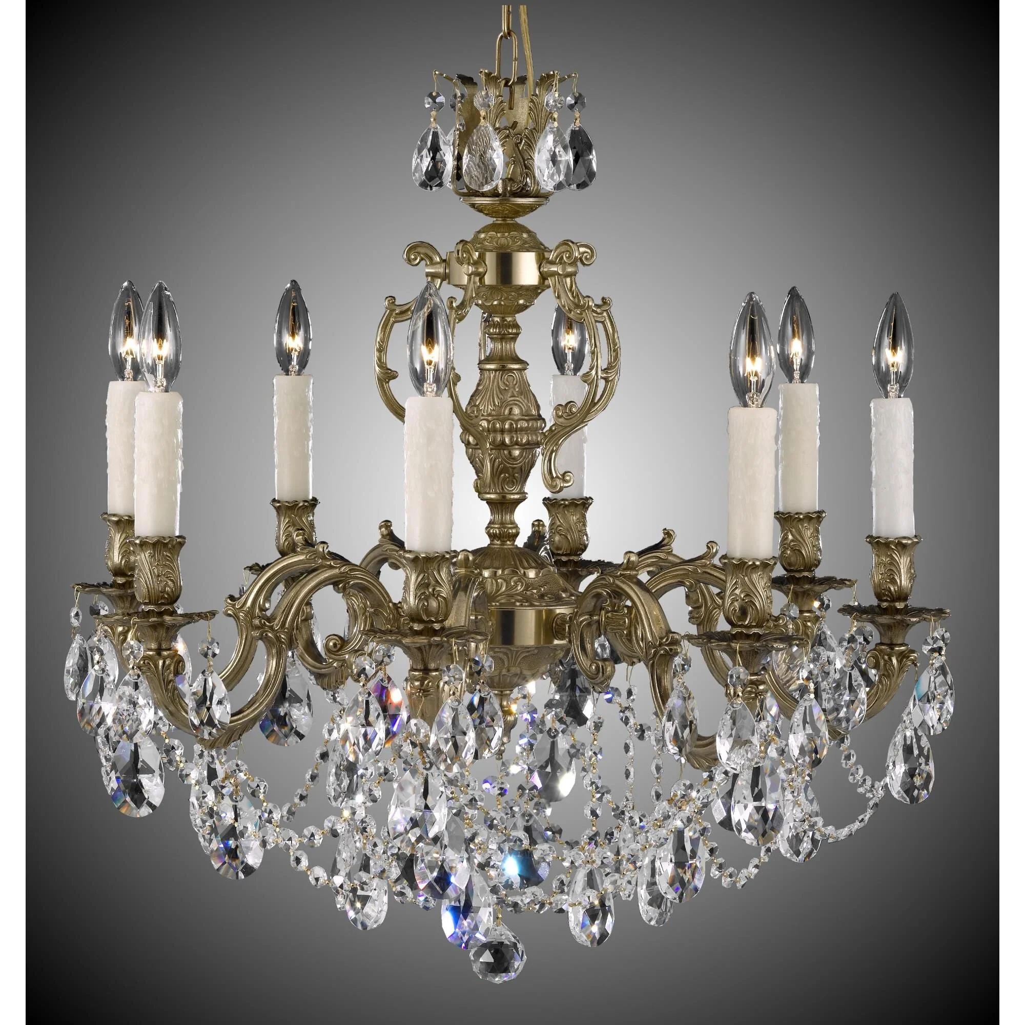 American Brass And Crystal Rosetta 8 Light Chandelier Cp131038 - Image 1