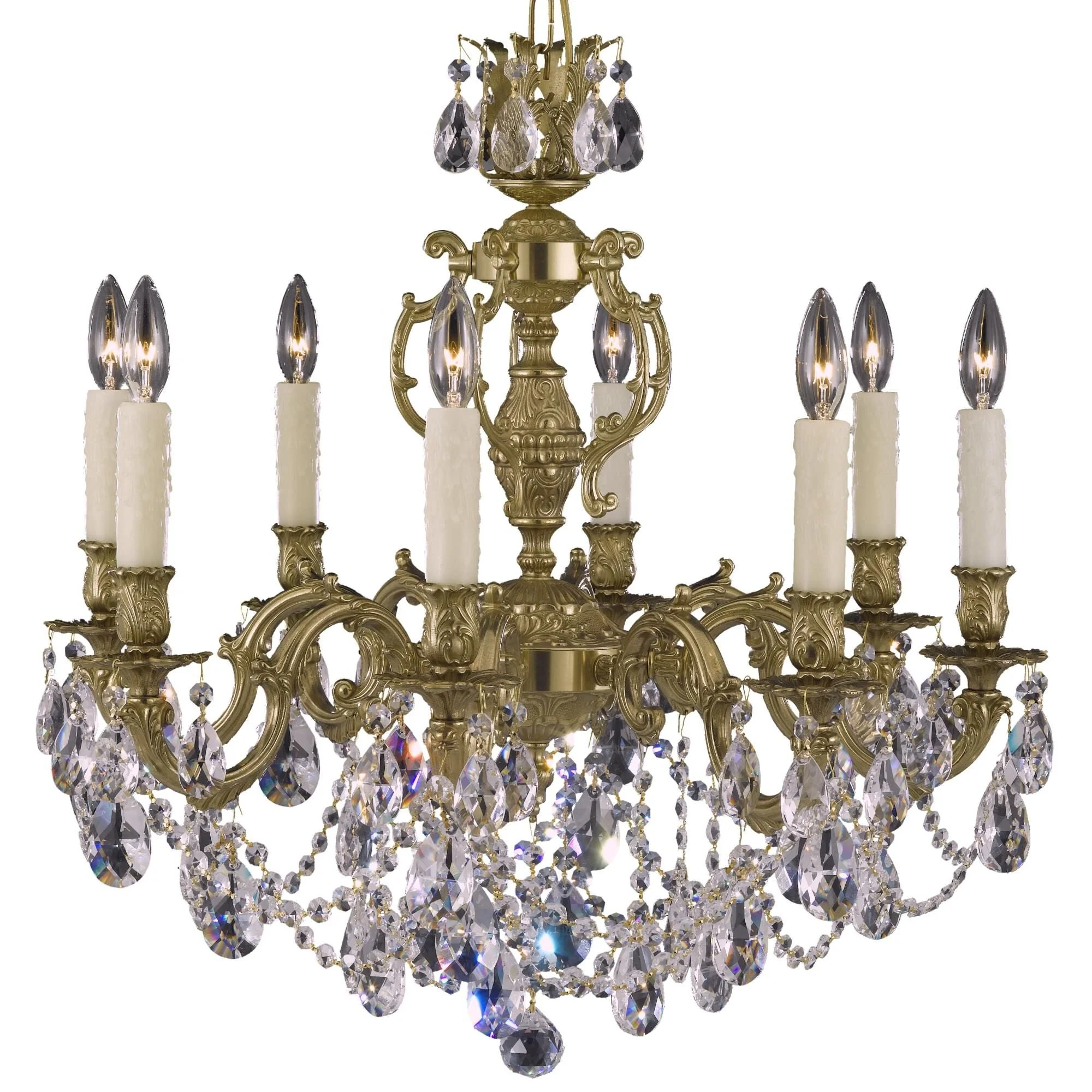American Brass And Crystal Rosetta 8 Light Chandelier Cp131038 - Image 3
