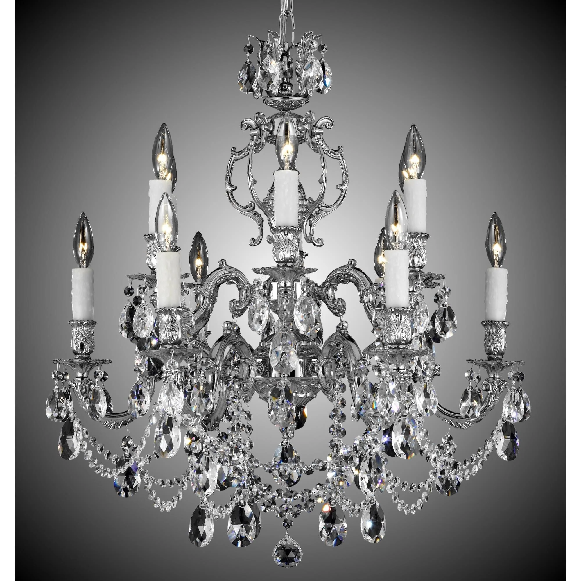 American Brass And Crystal Rosetta 12 Light Chandelier Cp131039 - Image 1