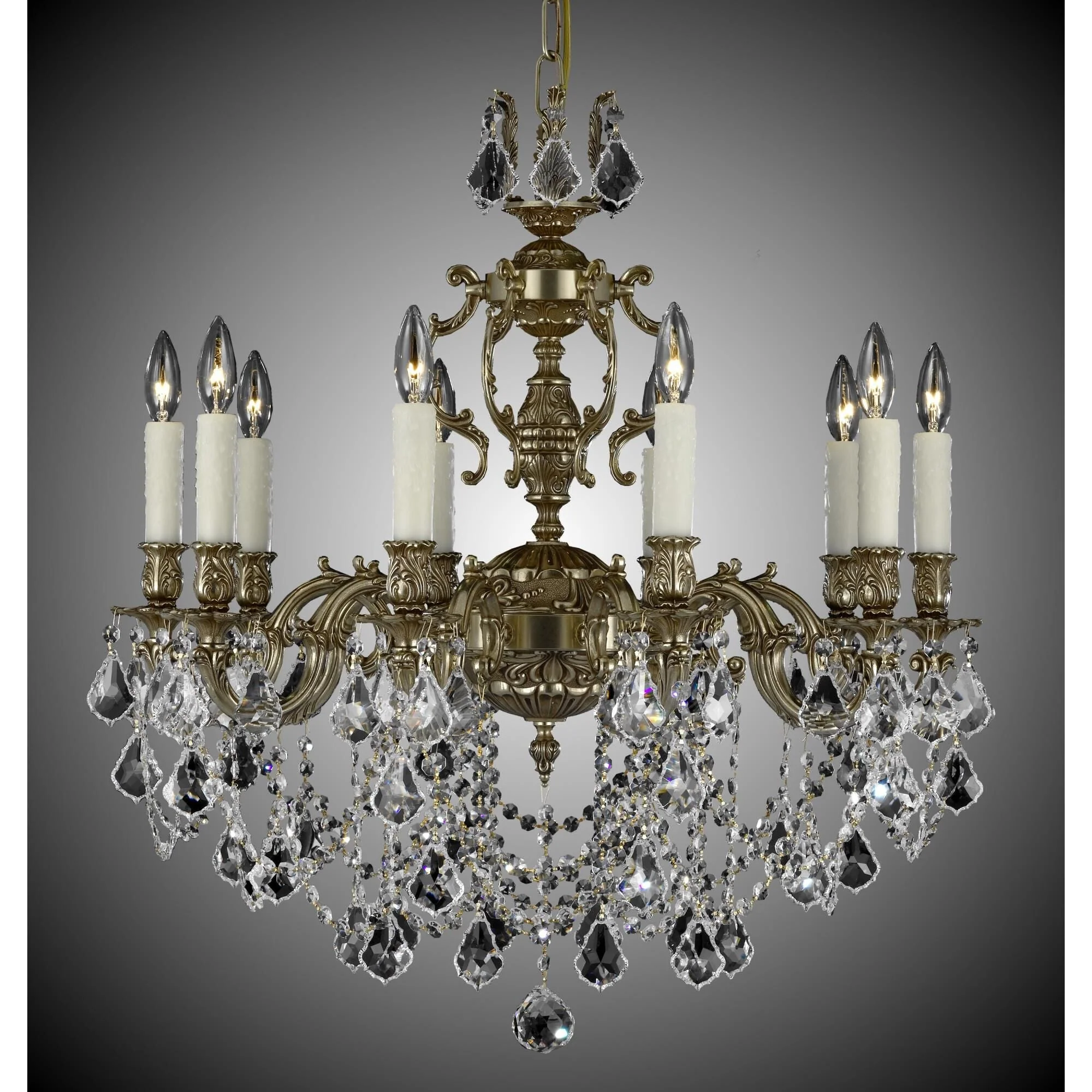 American Brass And Crystal Rosetta 10 Light Chandelier Cp131040 - Image 1