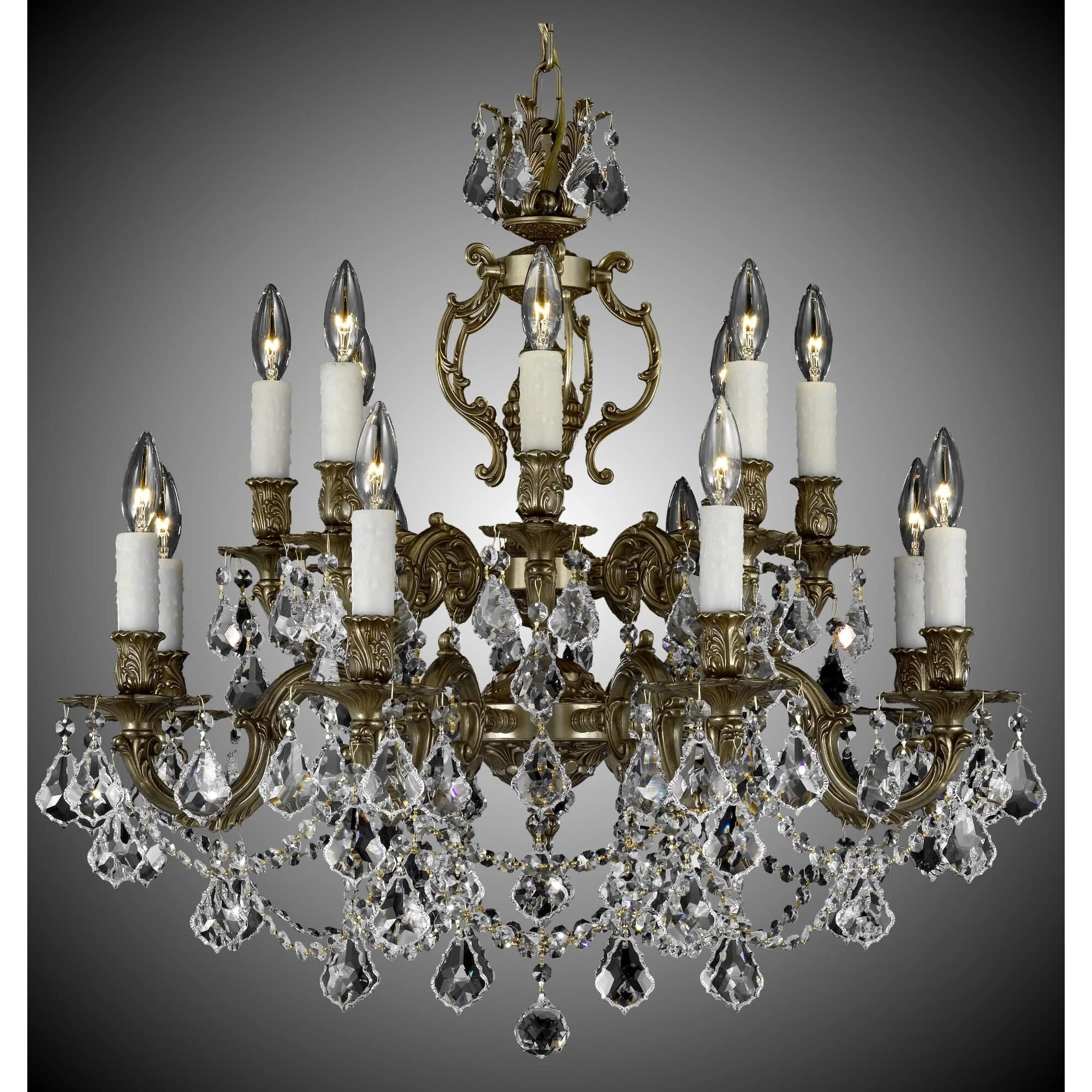 American Brass And Crystal Rosetta 16 Light Chandelier Cp131041 - Image 2