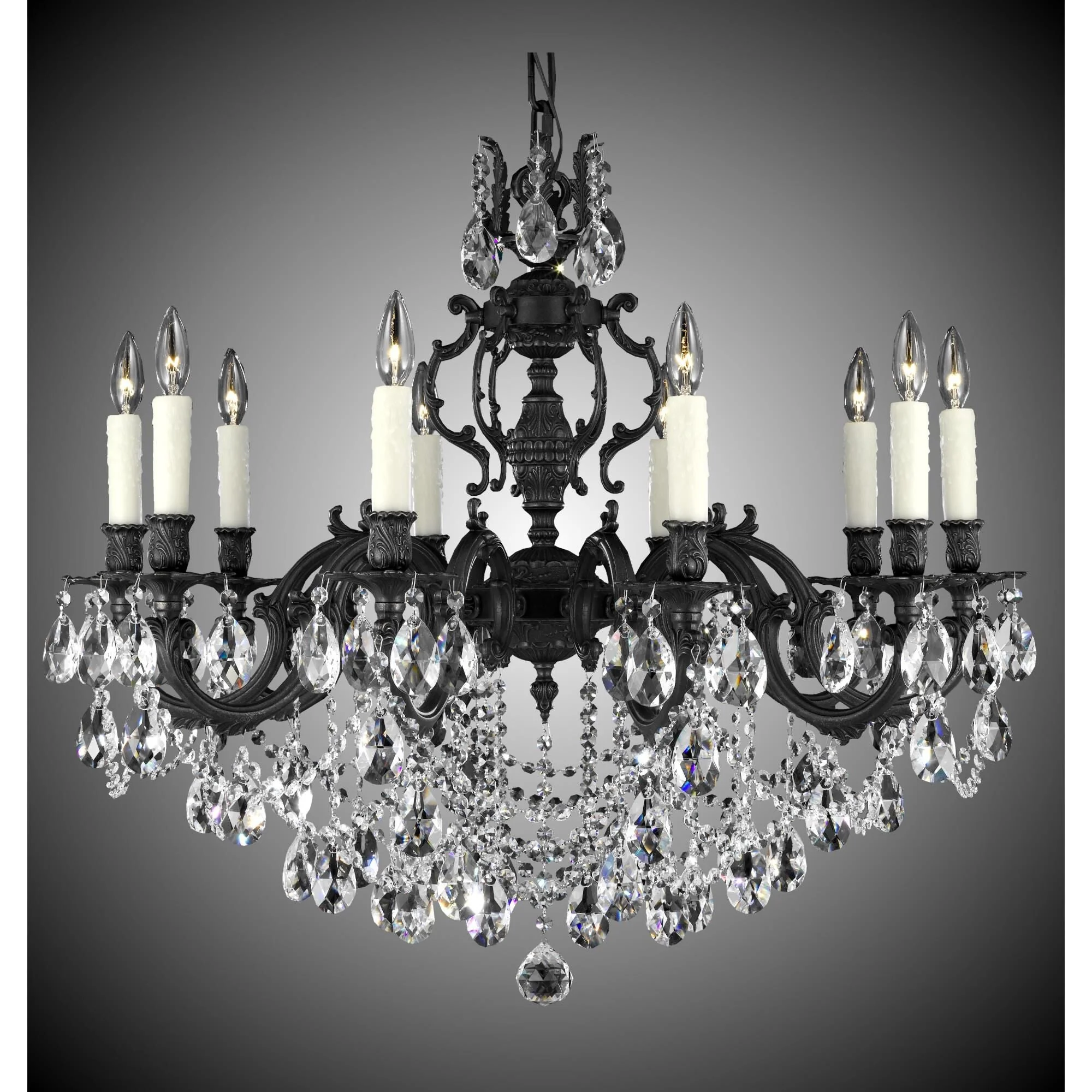 American Brass And Crystal Rosetta 10 Light Chandelier Cp131042 - Image 1