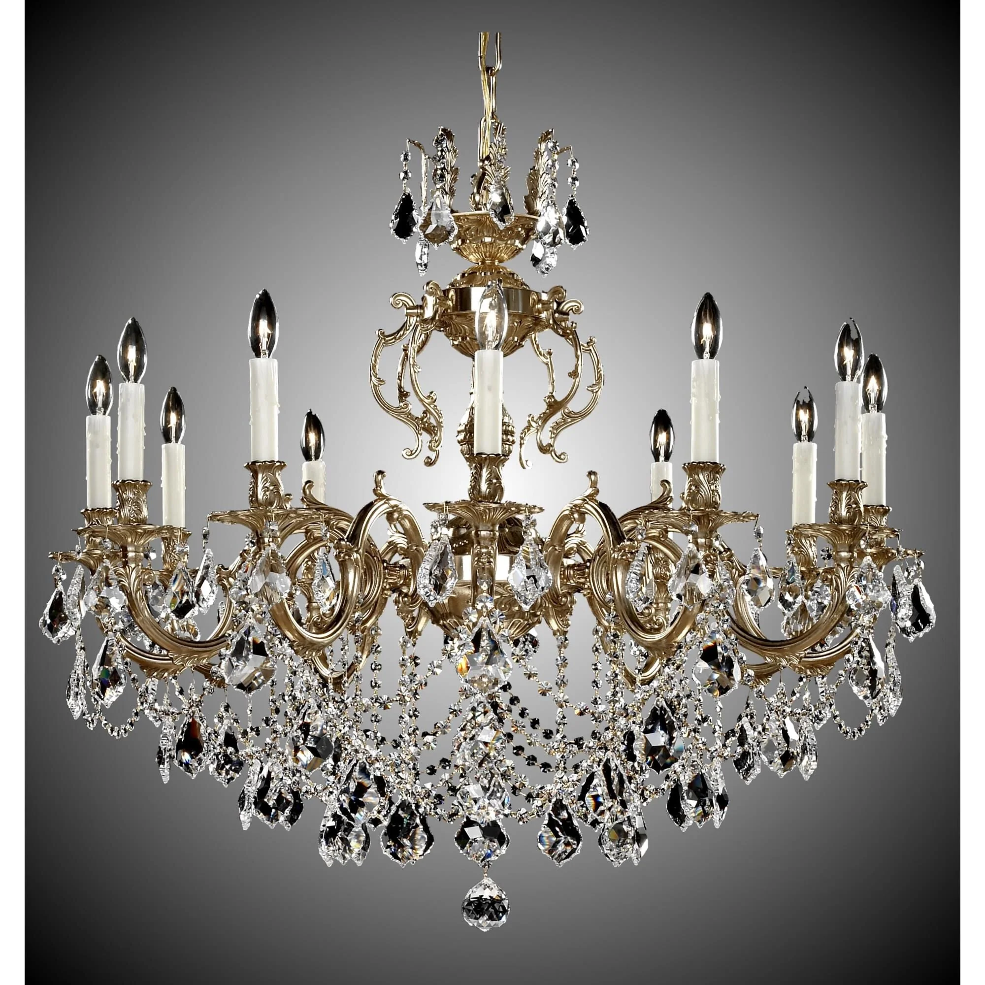 American Brass And Crystal Rosetta 12 Light Chandelier Cp131044 - Image 1