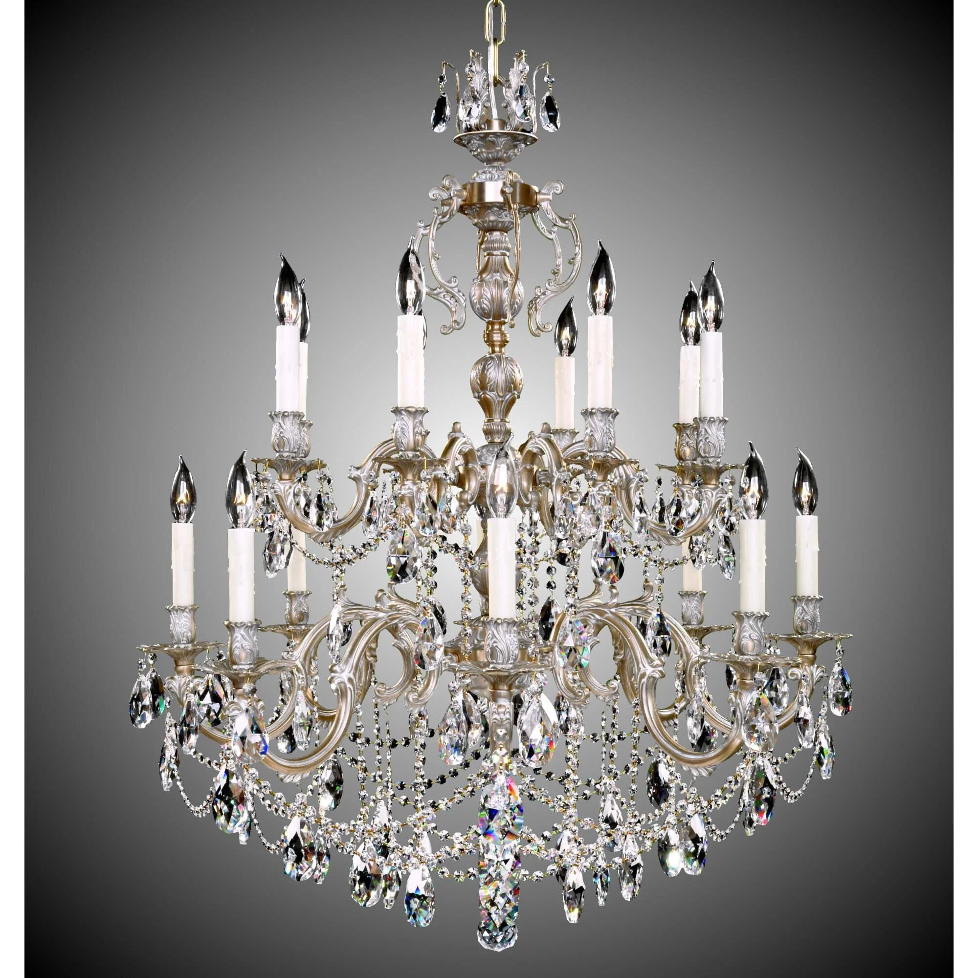American Brass And Crystal Rosetta 16 Light Chandelier Cp131045 - Image 1