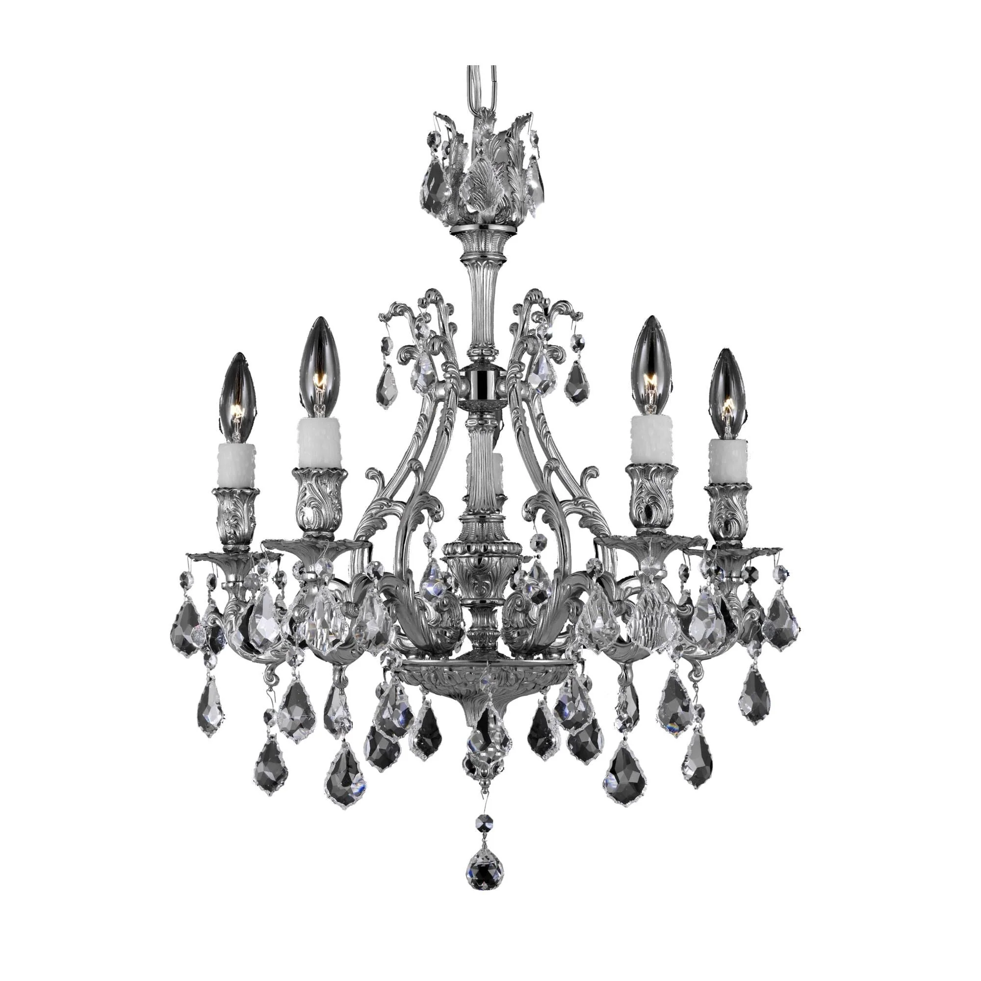 American Brass And Crystal Chateau 20 Inch 5 Light Mini Chandelier Cp131062 - Image 1
