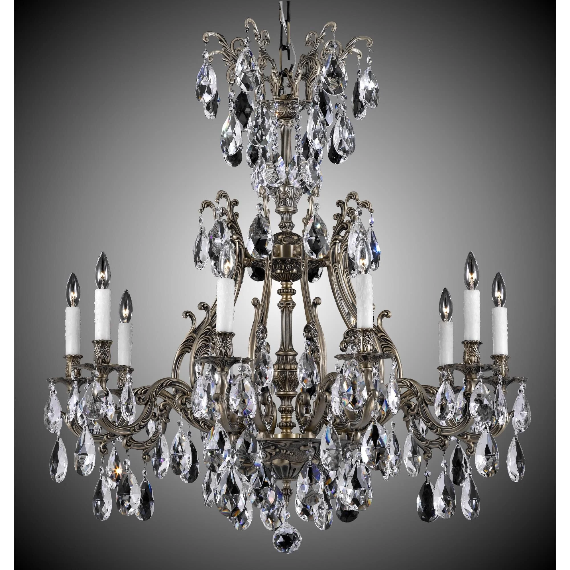 American Brass And Crystal Chateau 10 Light Chandelier Cp323402 - Image 1