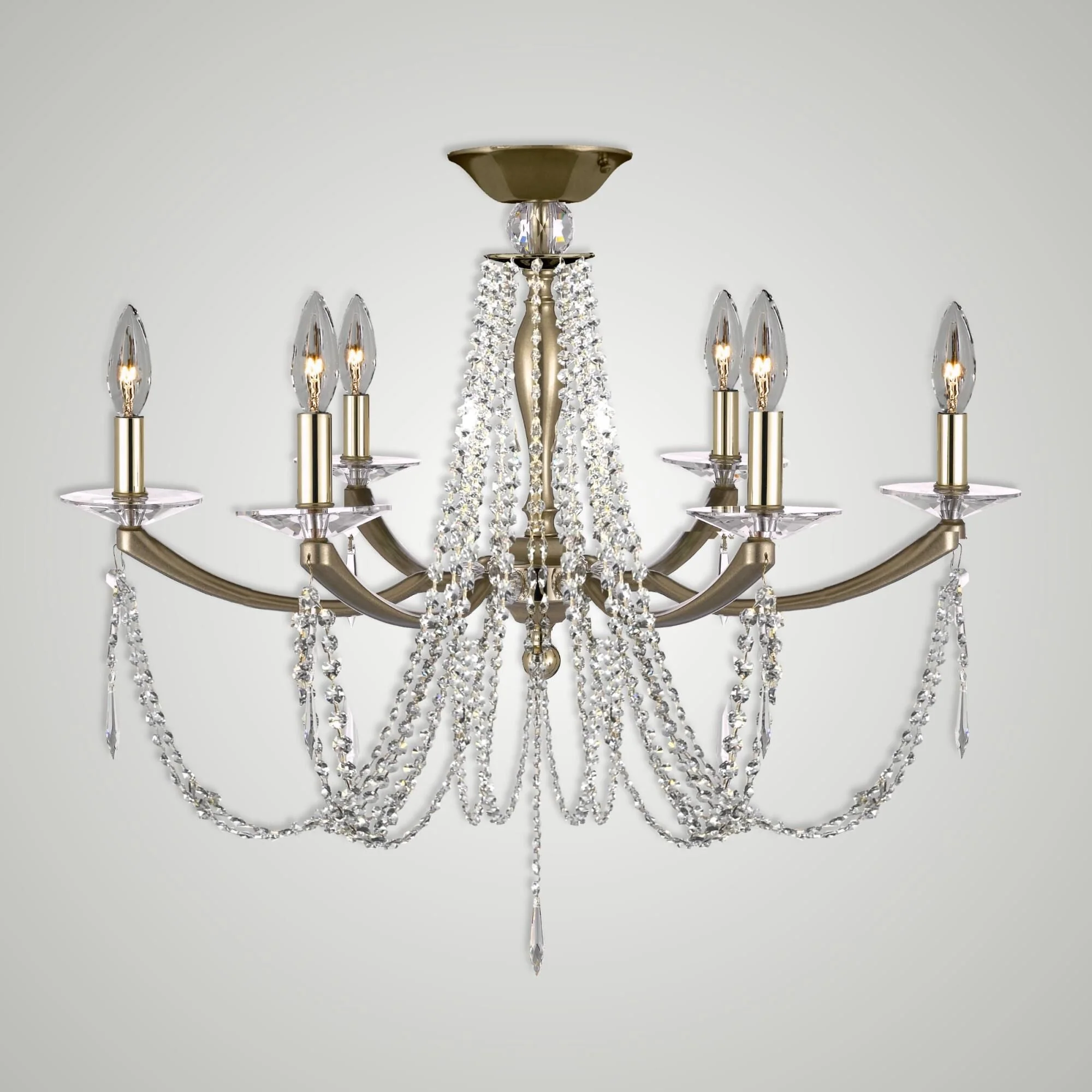 American Brass And Crystal Kensington 26 Inch 6 Light Semi Flush Mount Cp791753