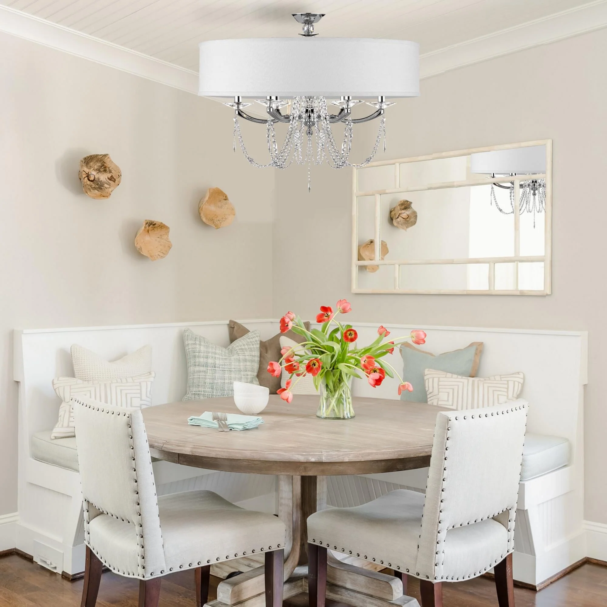 American Brass And Crystal Kensington 28 Inch 6 Light Semi Flush Mount Cp791754 - Image 2