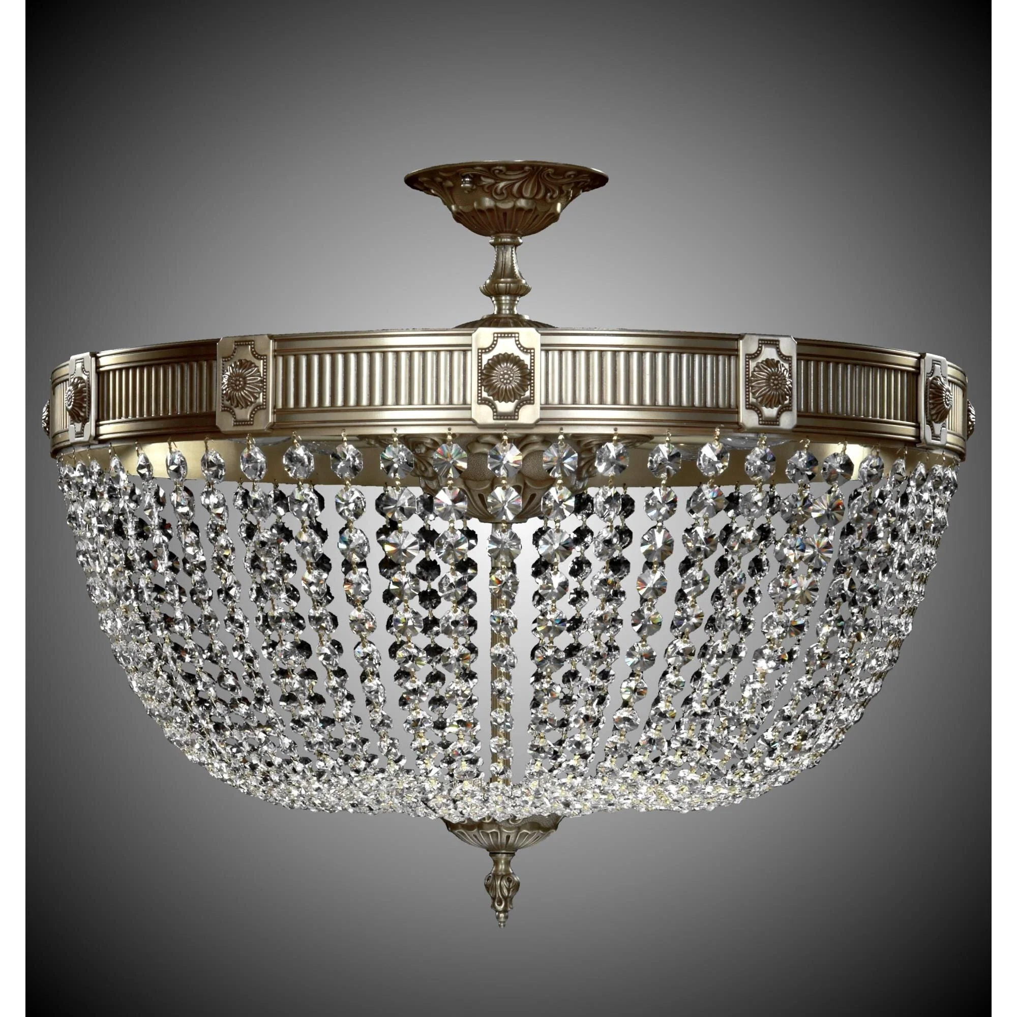 American Brass And Crystal Valencia 24 Inch 12 Light Flush Mount Cp361870 - Image 1