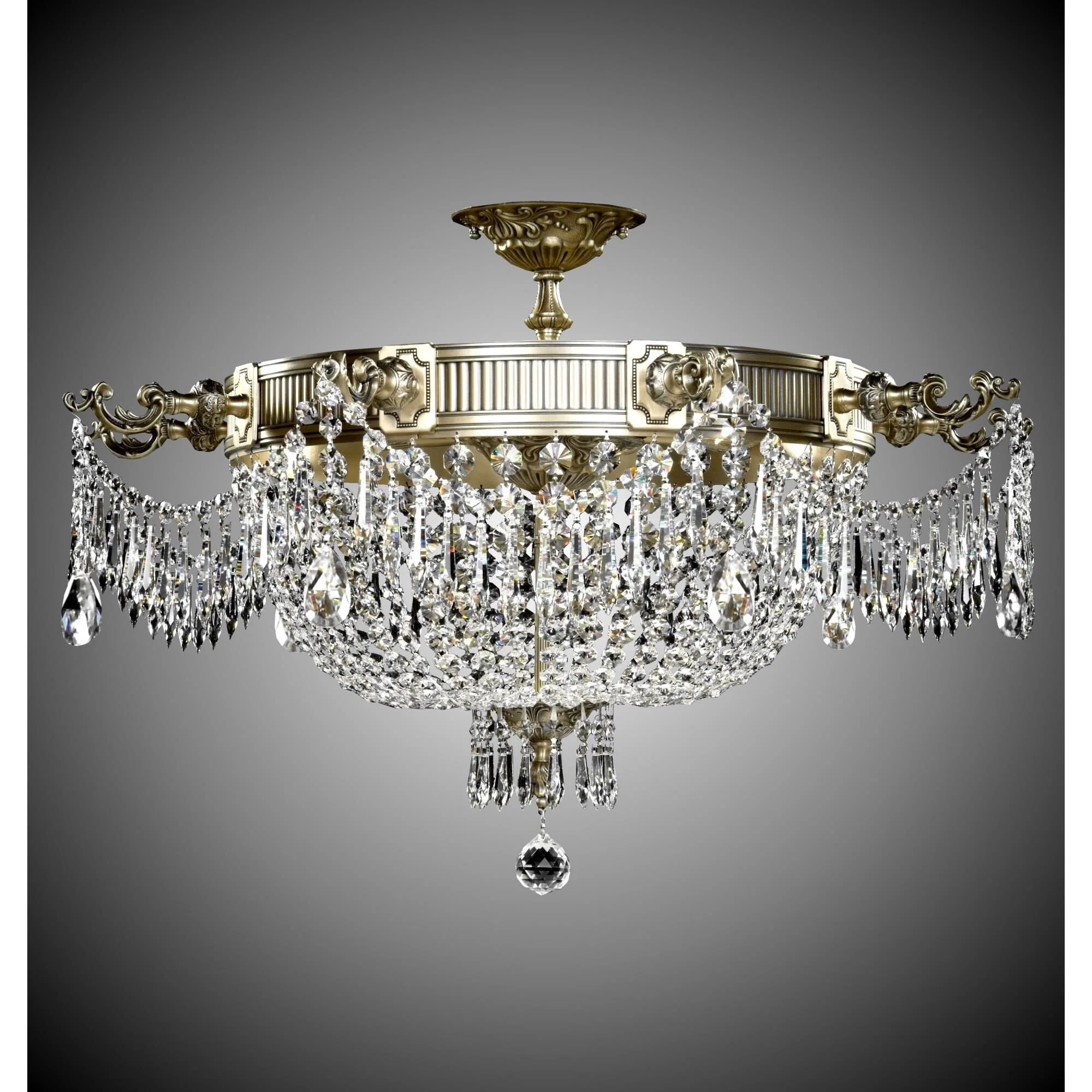 American Brass And Crystal Valencia 30 Inch 9 Light Flush Mount Cp361909 - Image 1