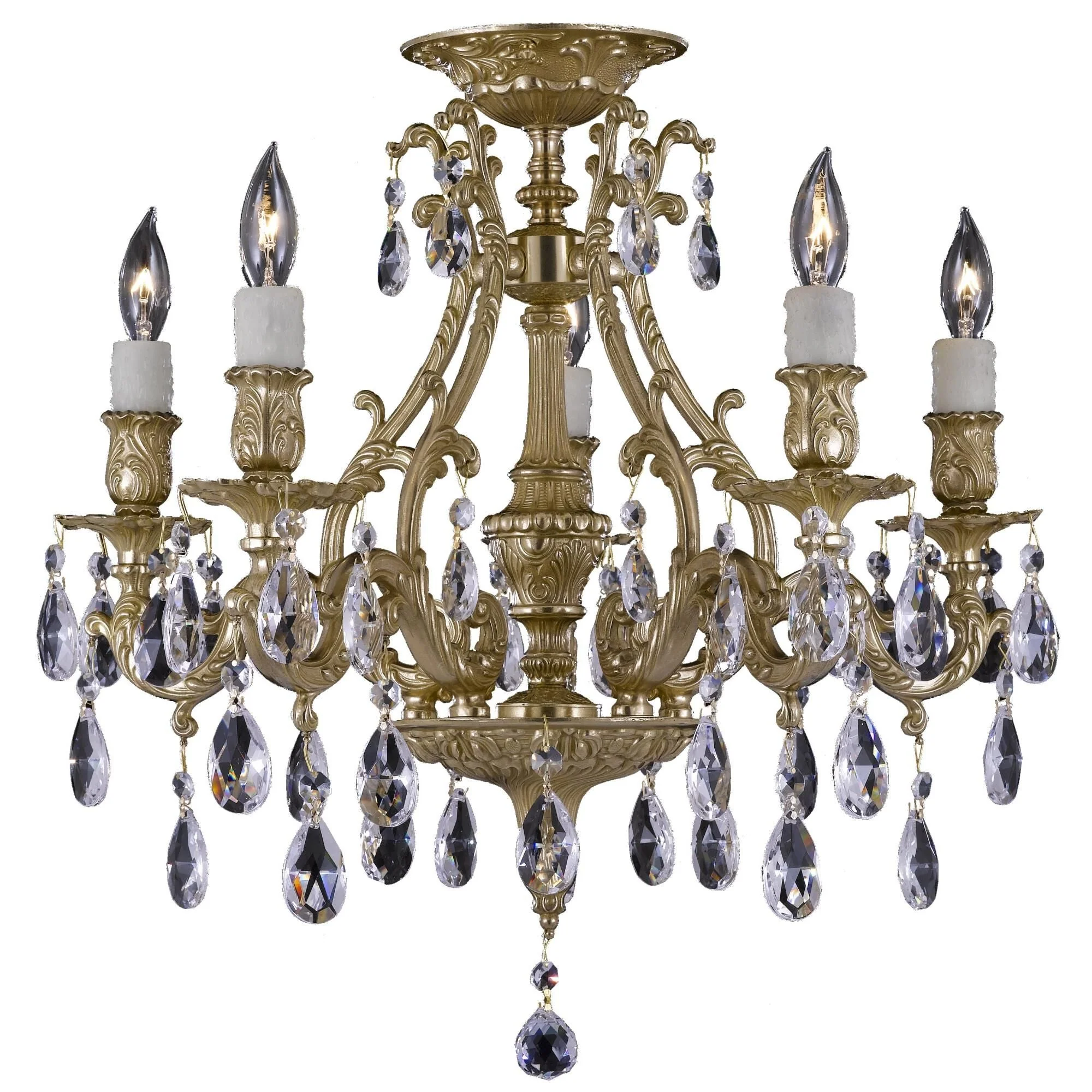 American Brass And Crystal Chateau 5 Light Flush Mount Cp363317 - Image 2