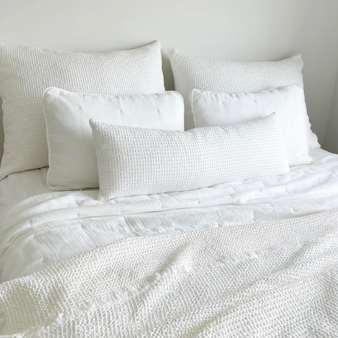 Anaya Home Easy Cotton White Gauze Quilt and Pillow Sham Set Available in Queen and King Sizes ~ DREAMY BEDDING SALE ~ Limited Quantity