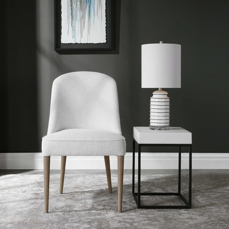 Uttermost Brie Off-White Textured Performance Fabric Modern Dining Chairs Set of 2 - Image 2