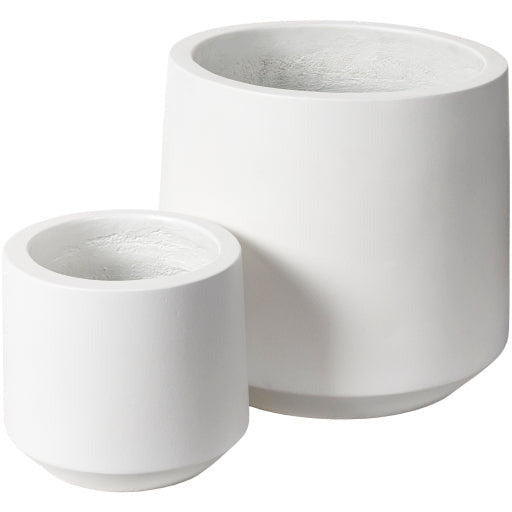 Surya Seastone Collection Modern Set of 2 Brushed Matte White Concrete Outdoor Floor Vases SST-004 - Image 3